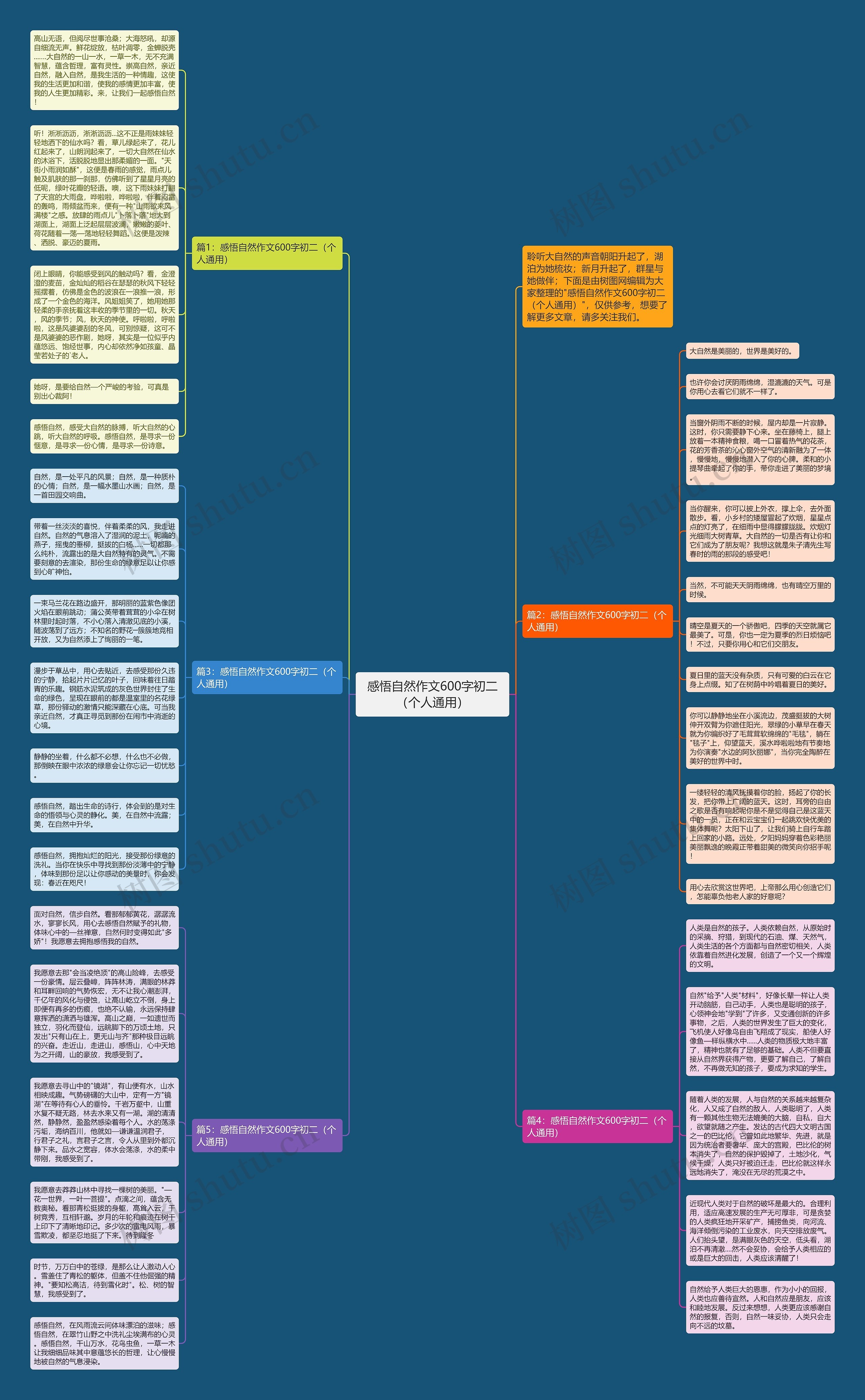 感悟自然作文600字初二（个人通用）思维导图