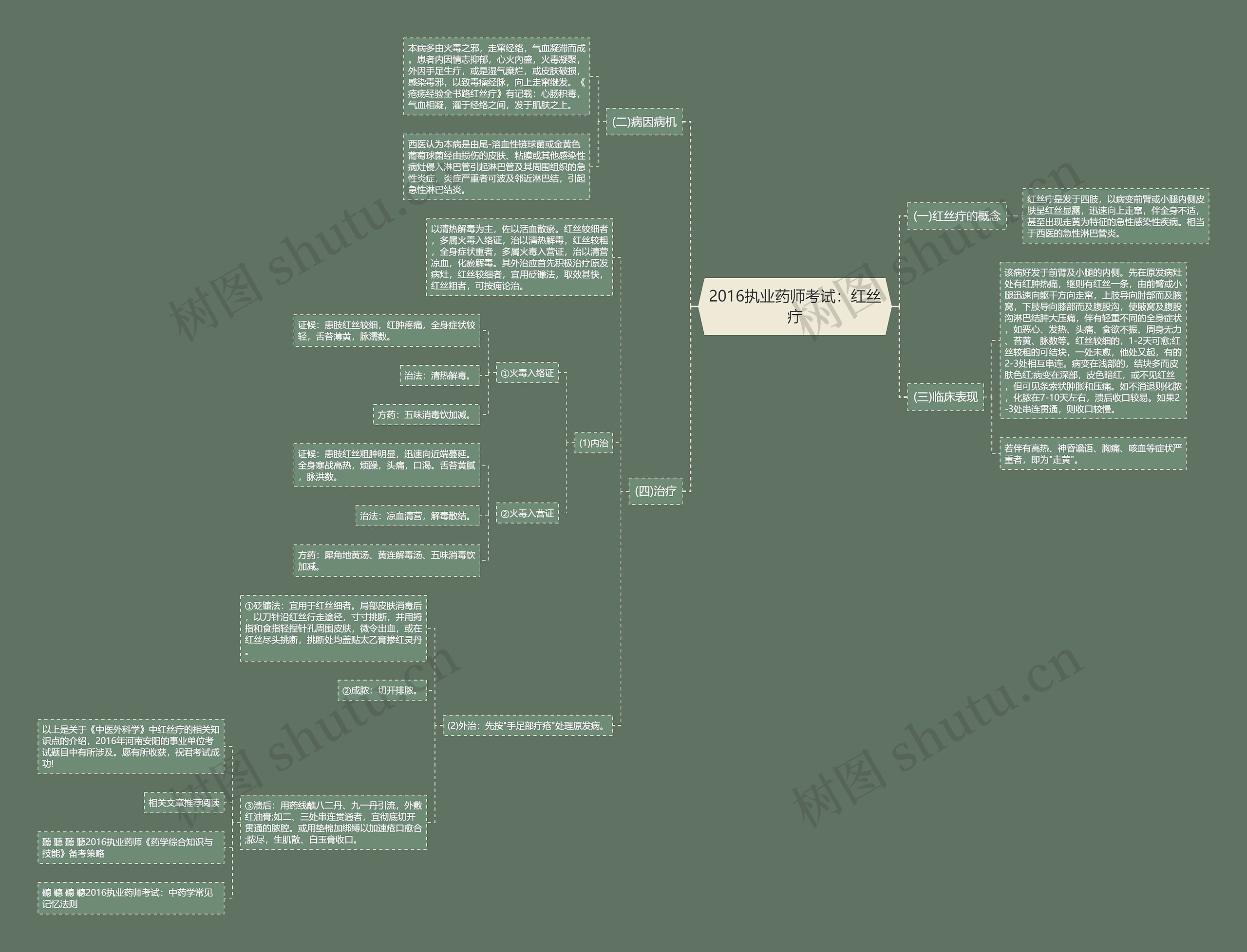 2016执业药师考试：红丝疔思维导图