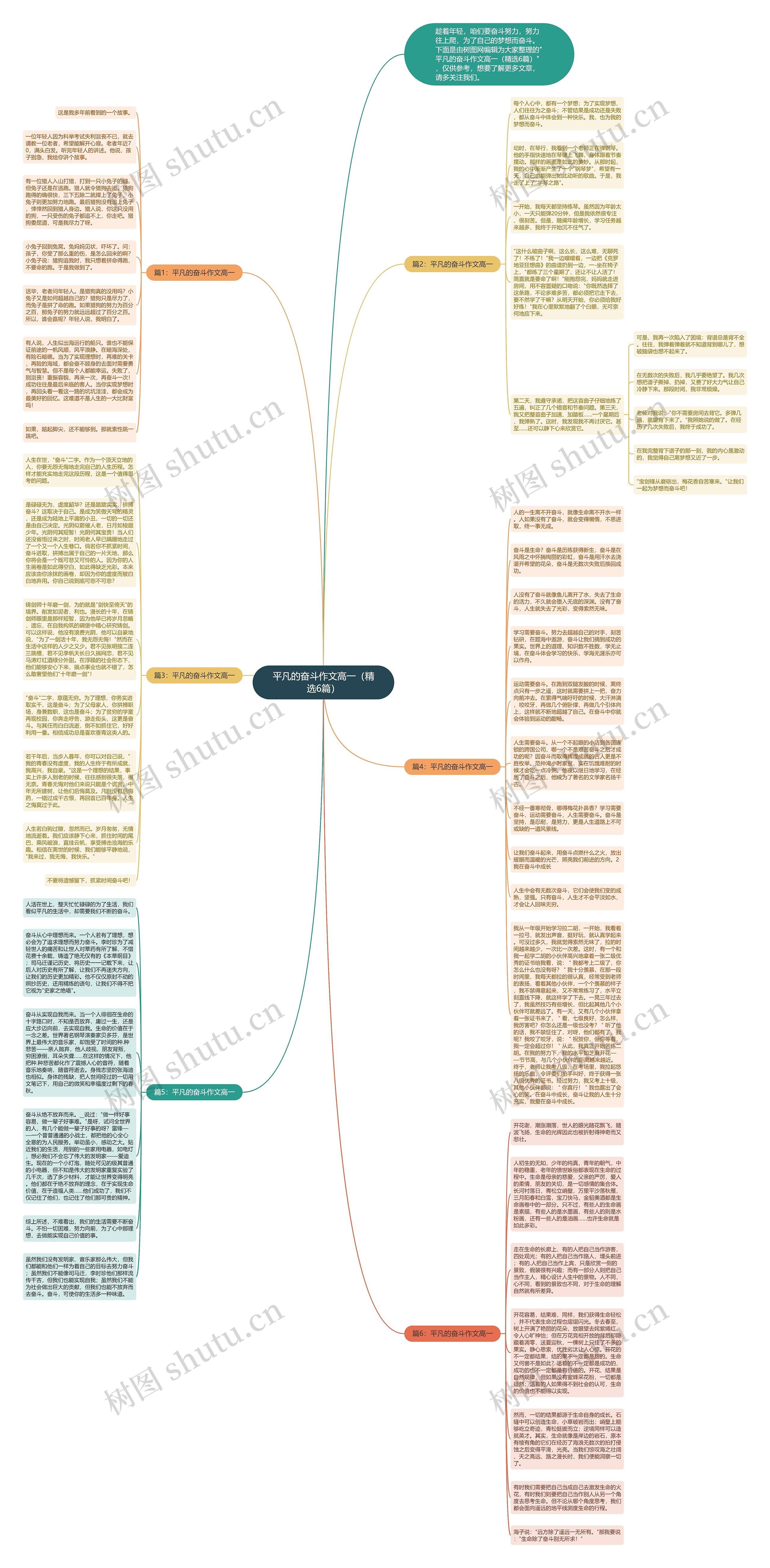 平凡的奋斗作文高一（精选6篇）思维导图