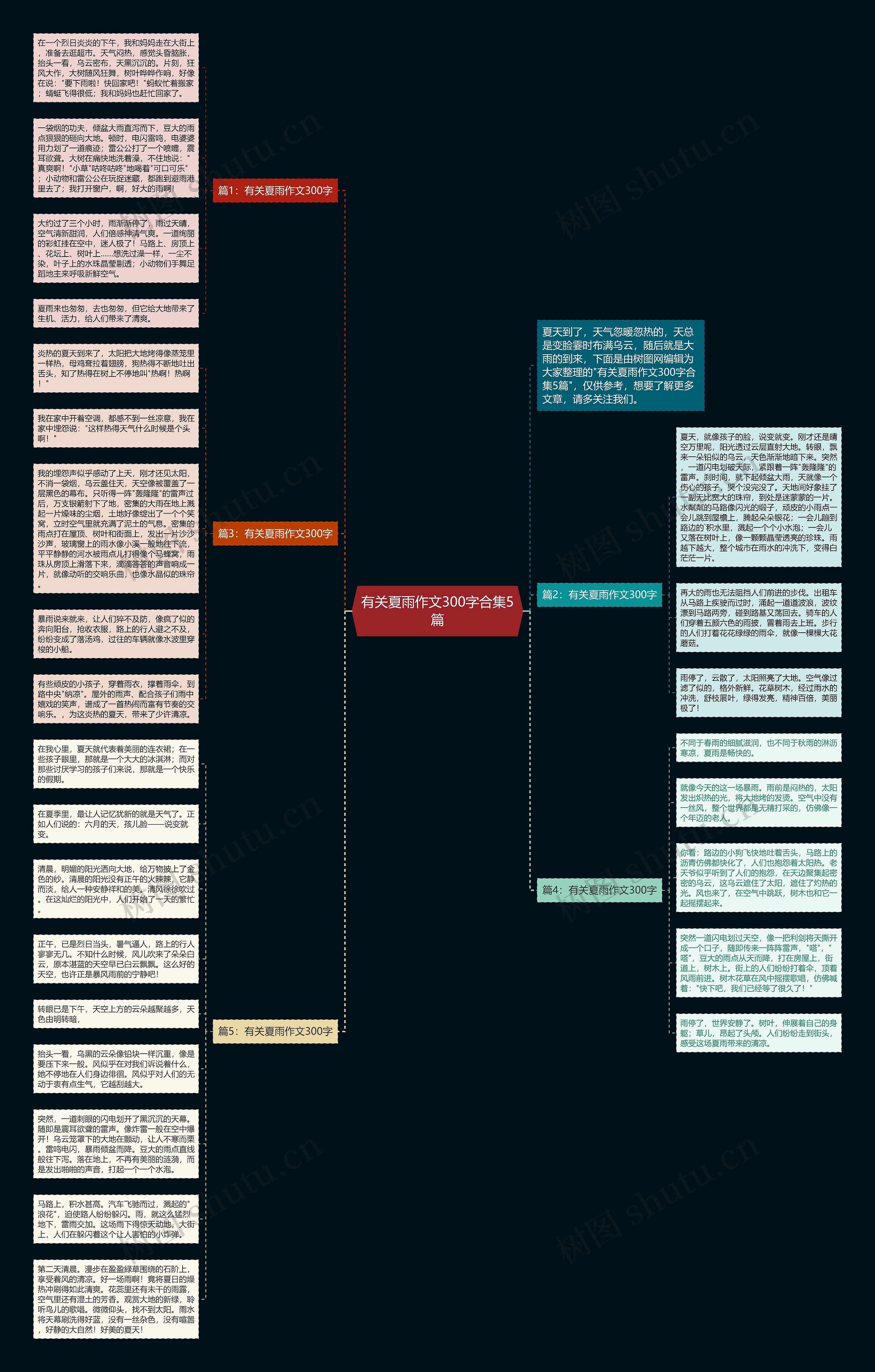 有关夏雨作文300字合集5篇思维导图