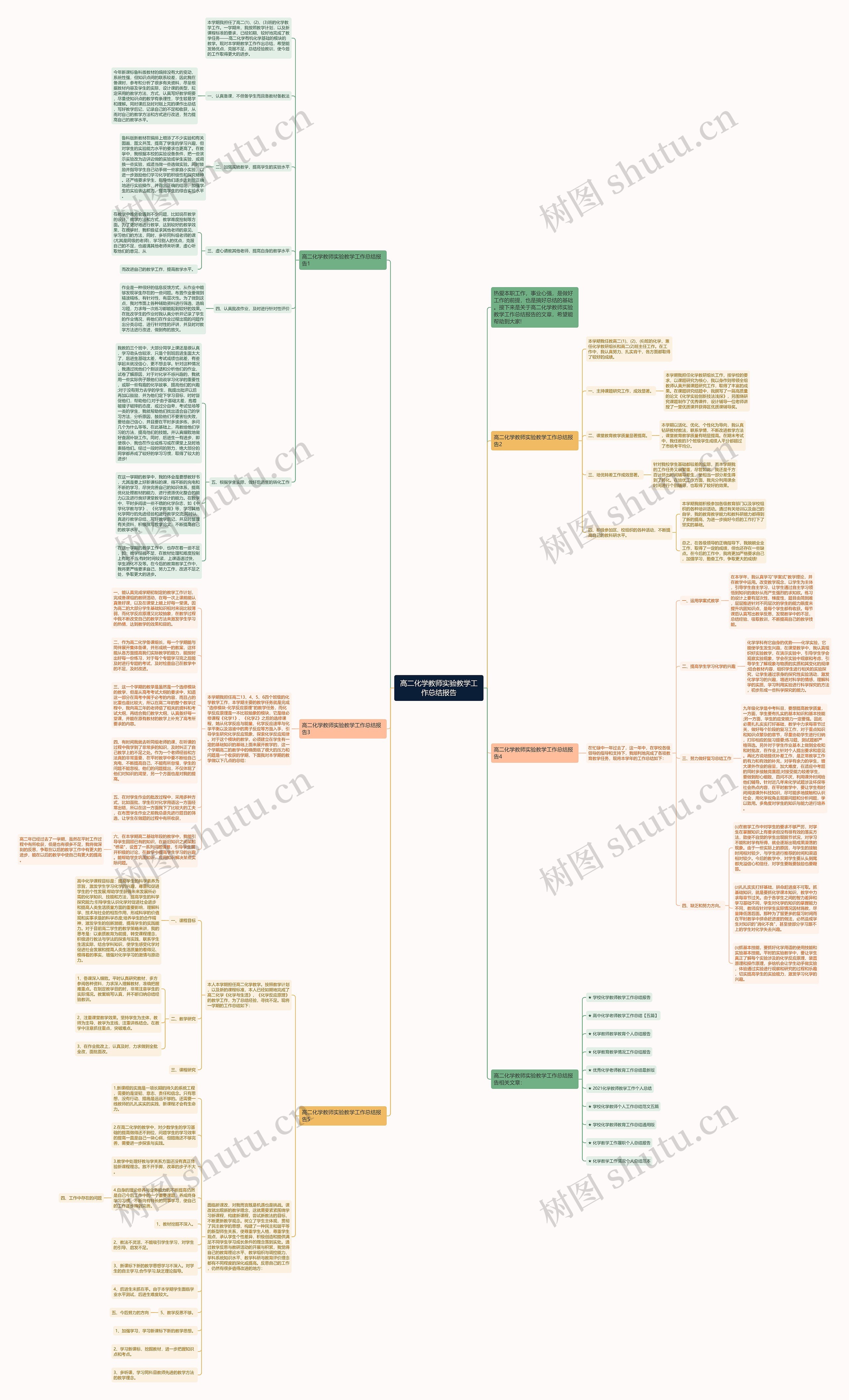 高二化学教师实验教学工作总结报告思维导图
