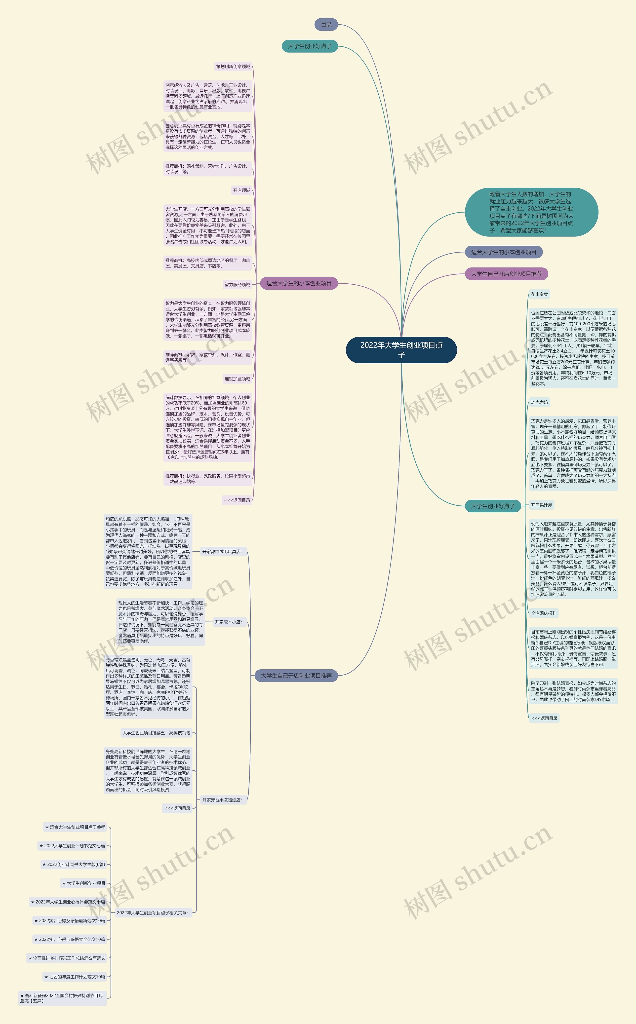 2022年大学生创业项目点子思维导图