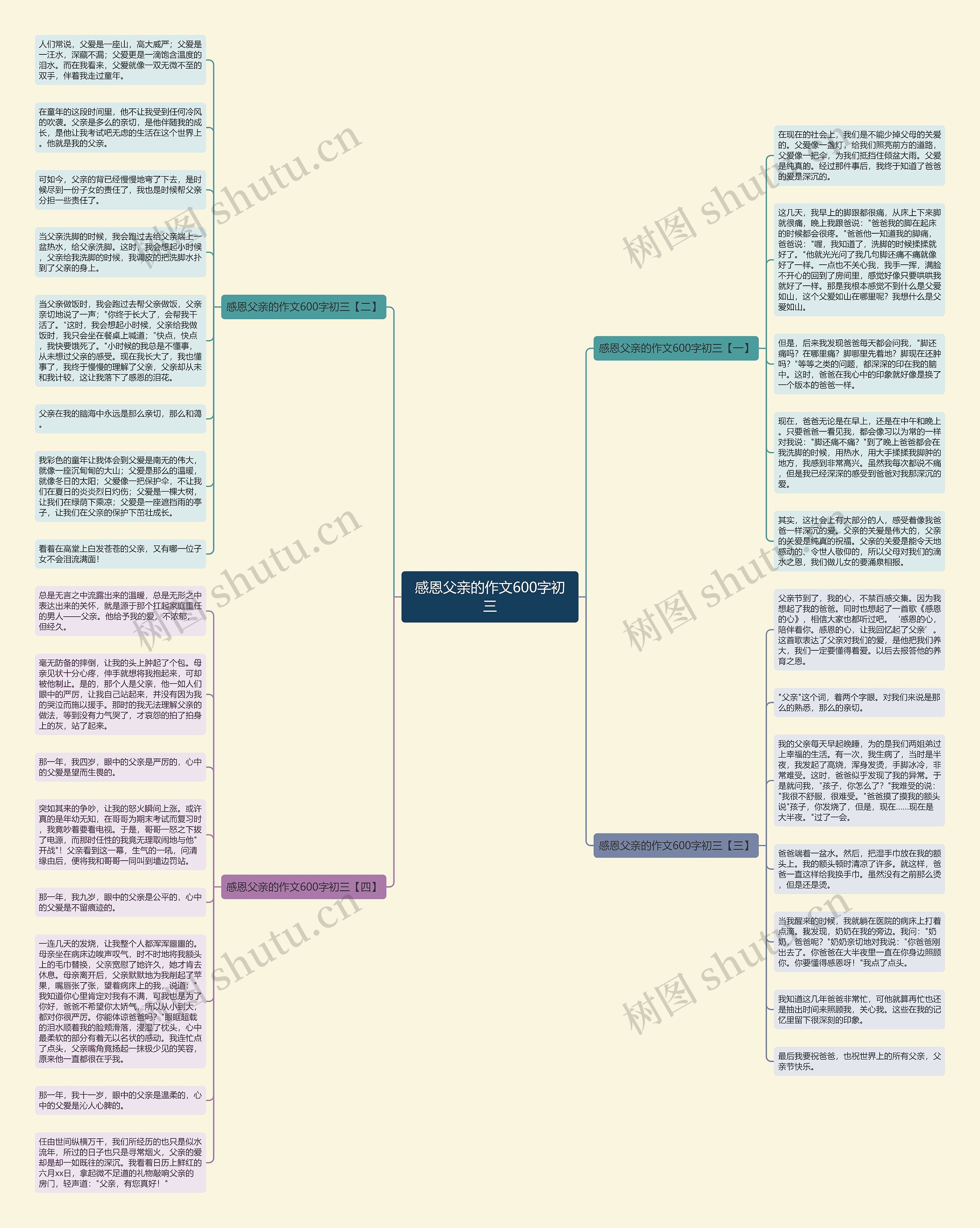 感恩父亲的作文600字初三思维导图