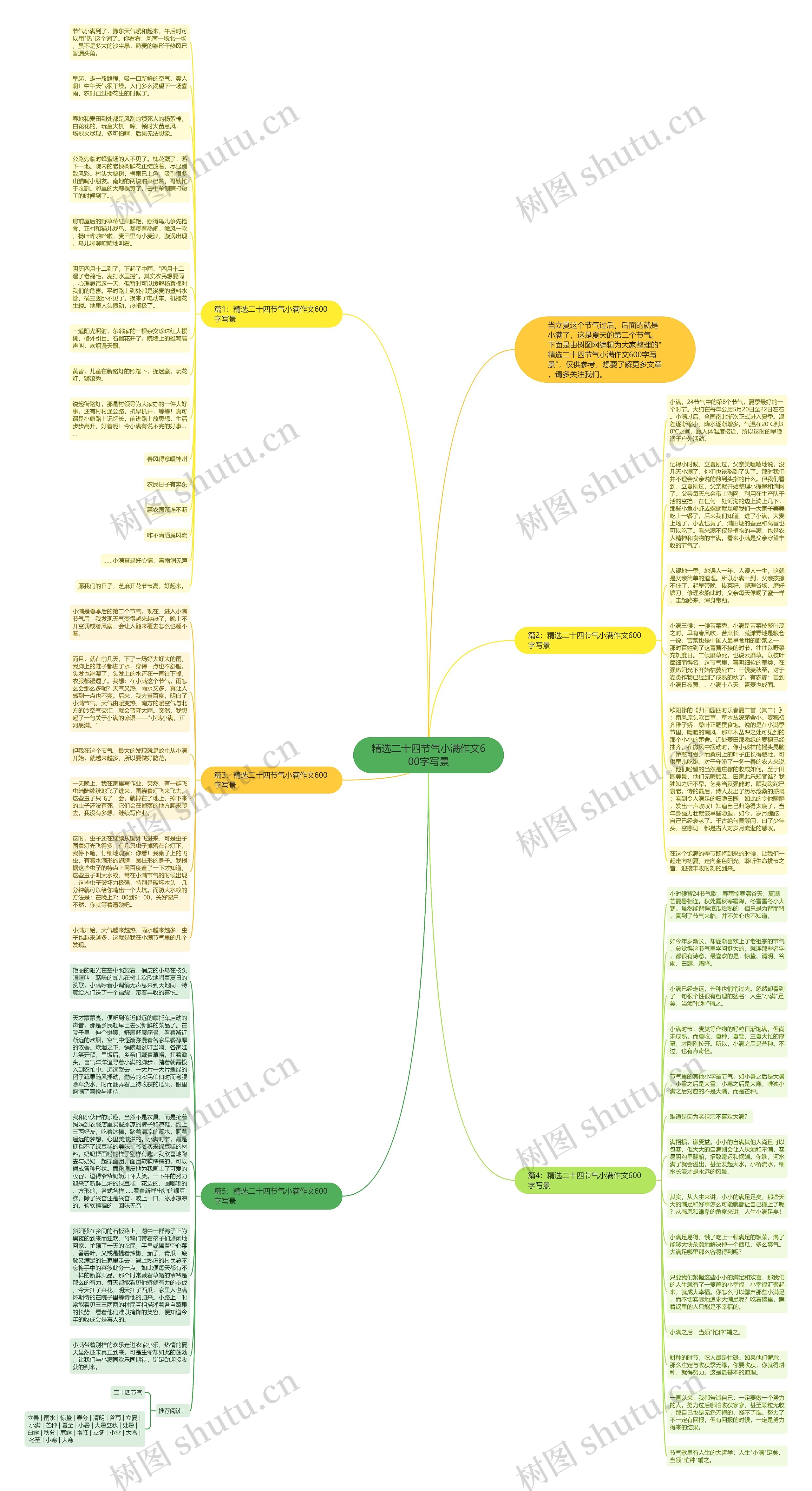 精选二十四节气小满作文600字写景思维导图