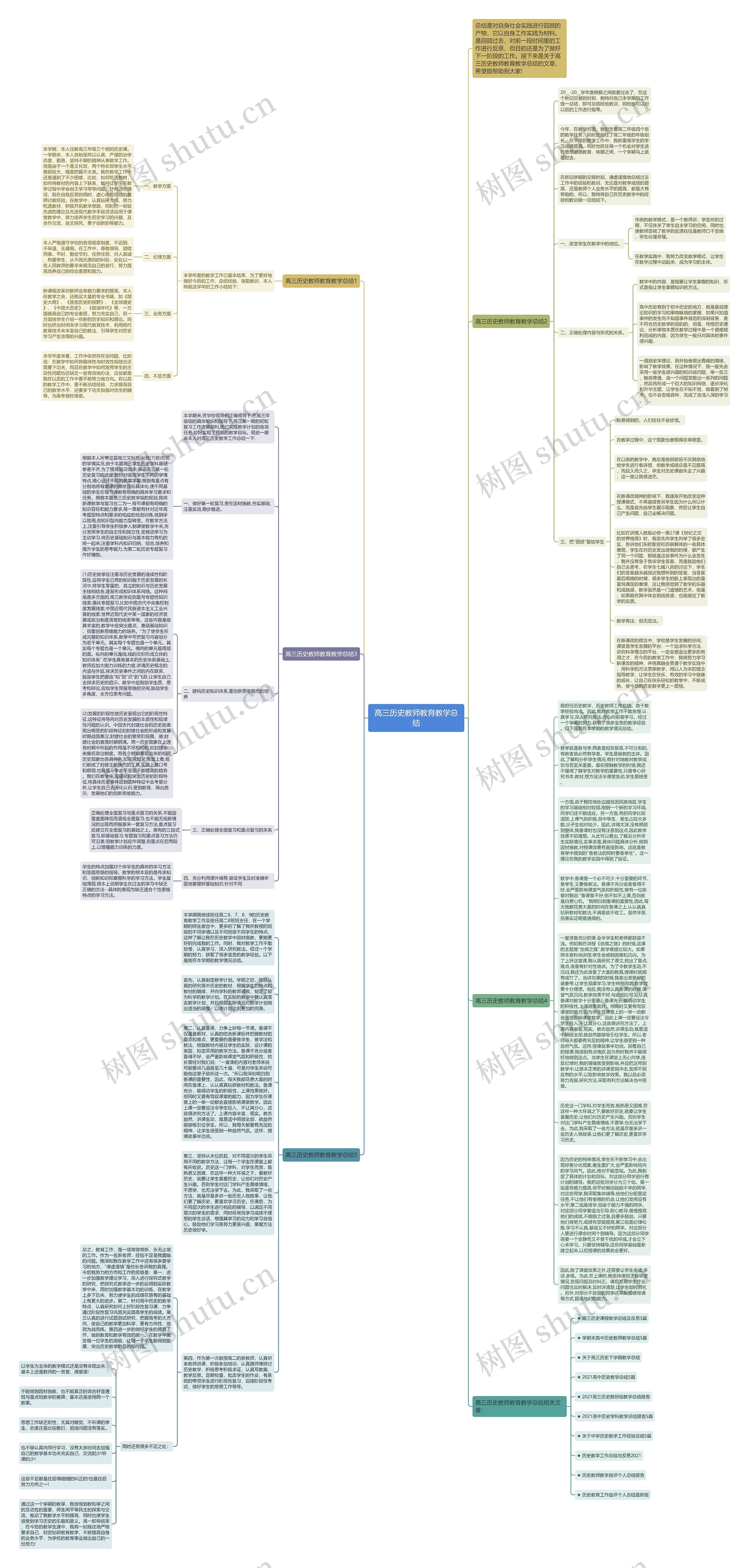 高三历史教师教育教学总结思维导图