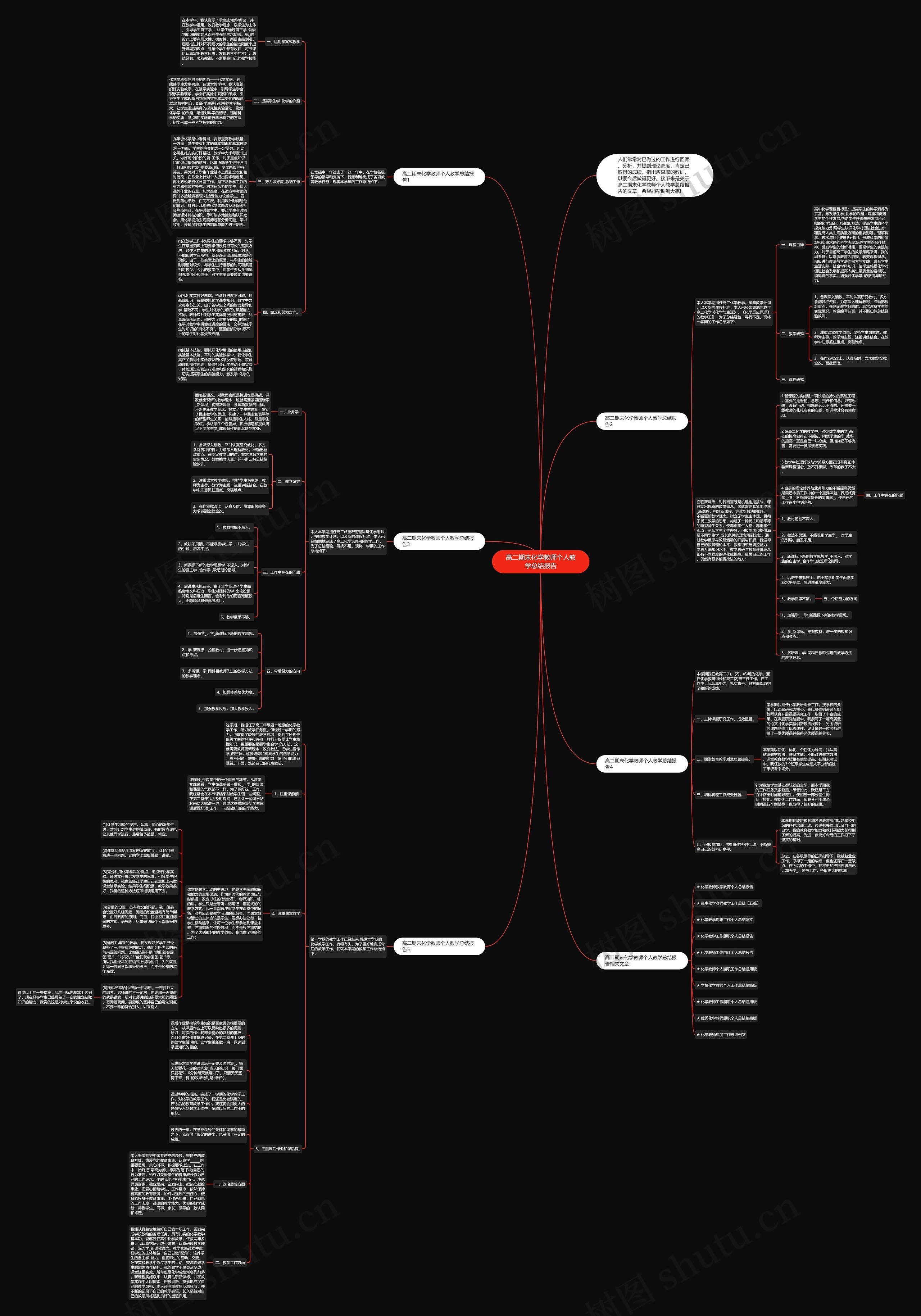 高二期末化学教师个人教学总结报告思维导图