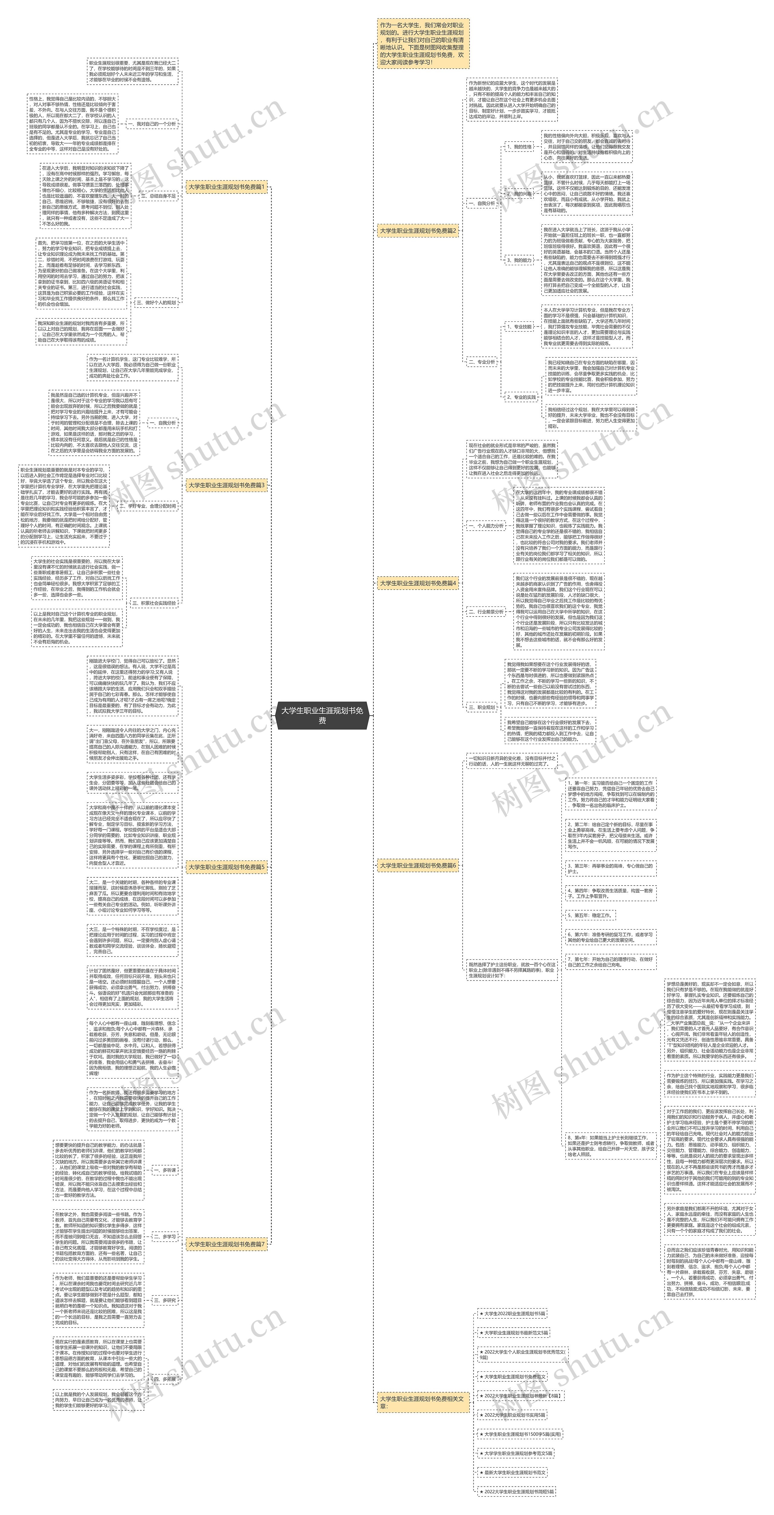 大学生职业生涯规划书免费思维导图高清图 大学生职业生涯规划书免费思维导图