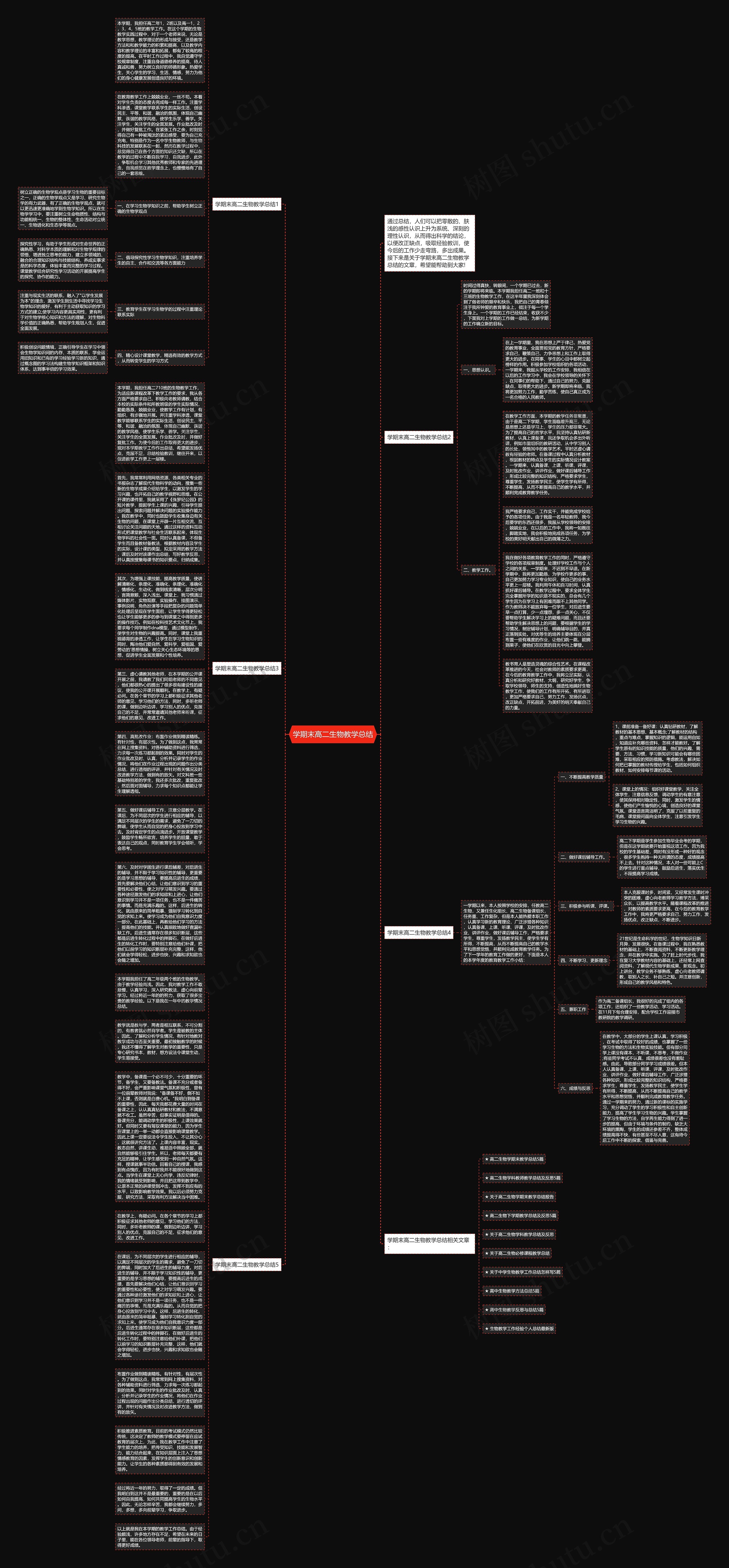 学期末高二生物教学总结思维导图