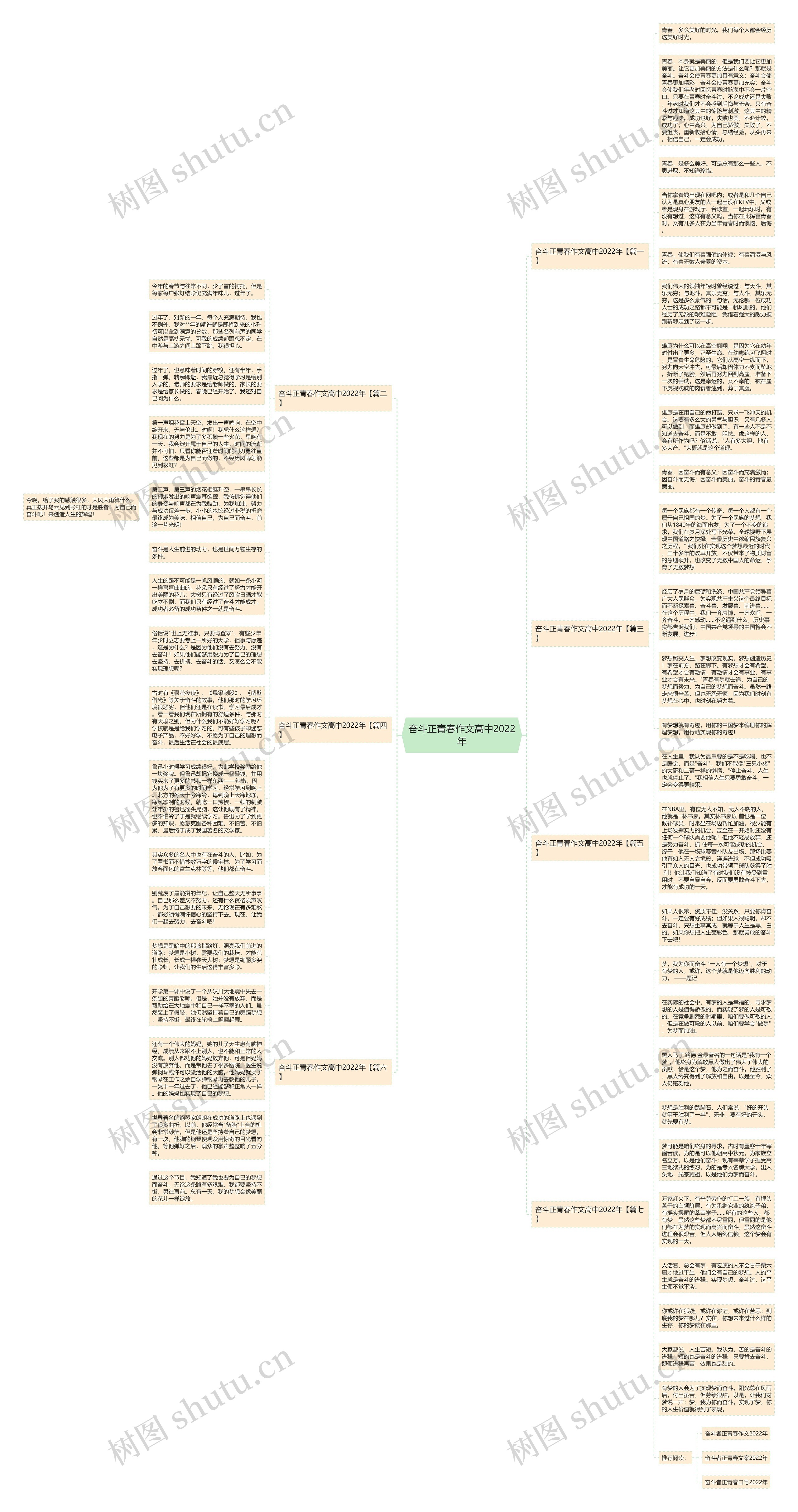 奋斗正青春作文高中2022年思维导图