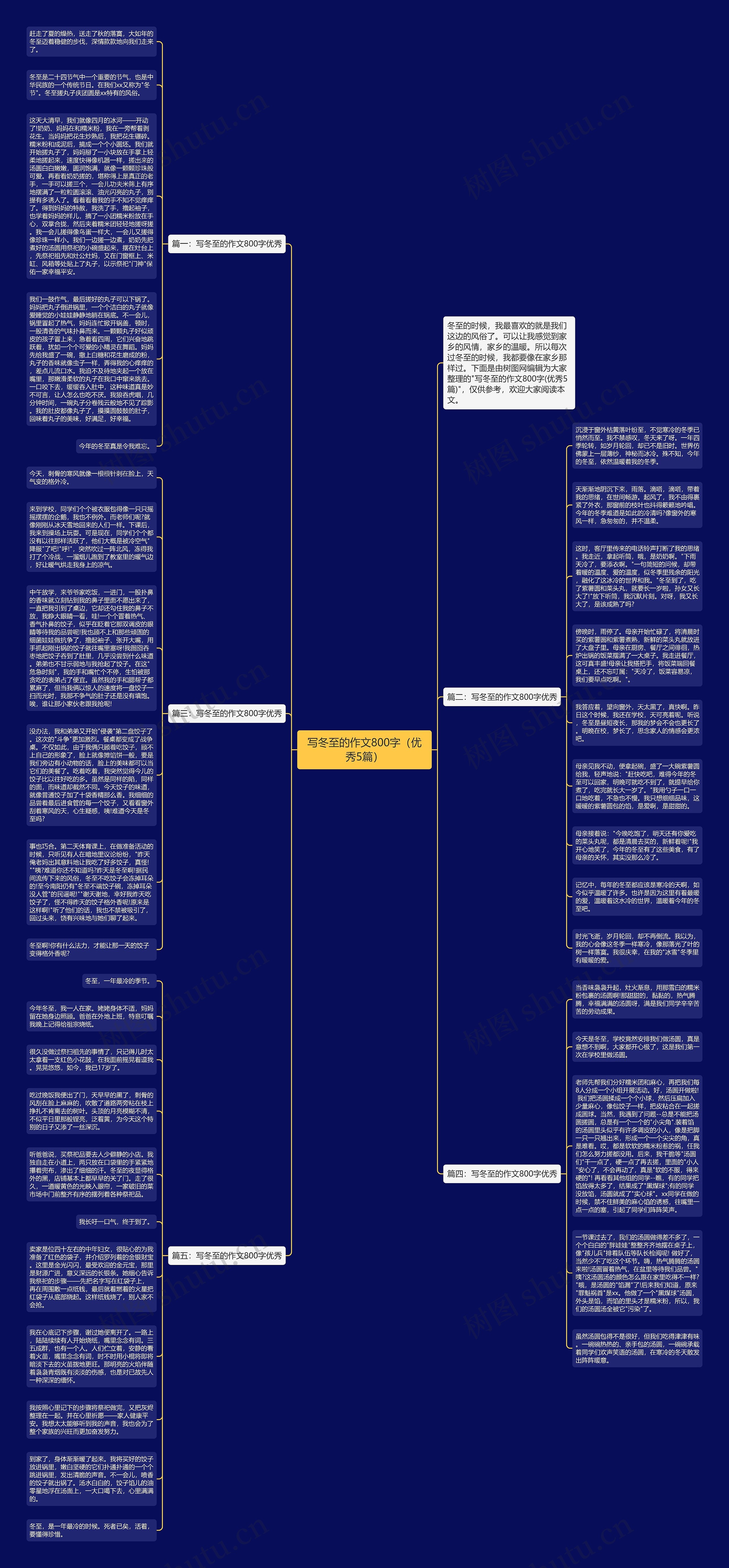 写冬至的作文800字（优秀5篇）思维导图