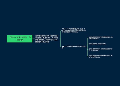 《药综》常考知识点：药物警戒