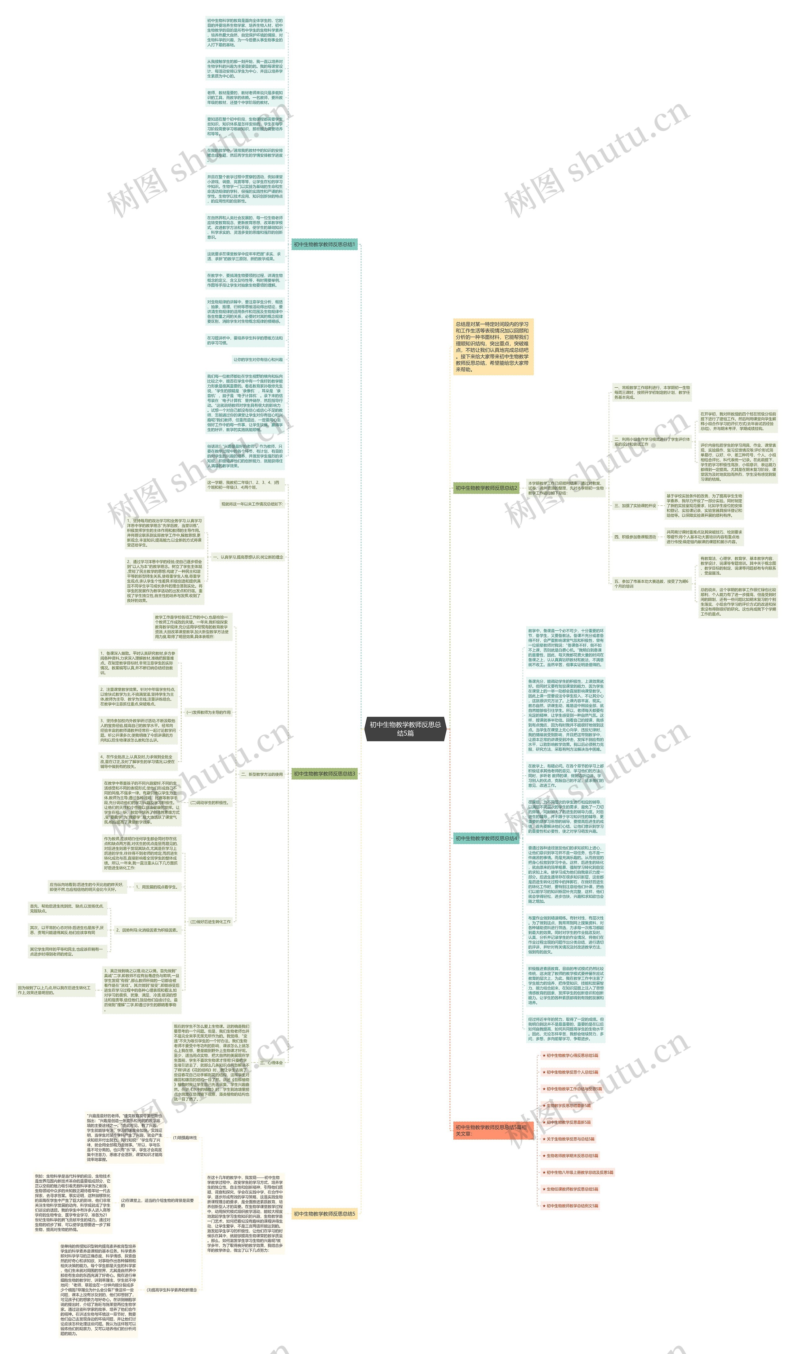 初中生物教学教师反思总结5篇思维导图