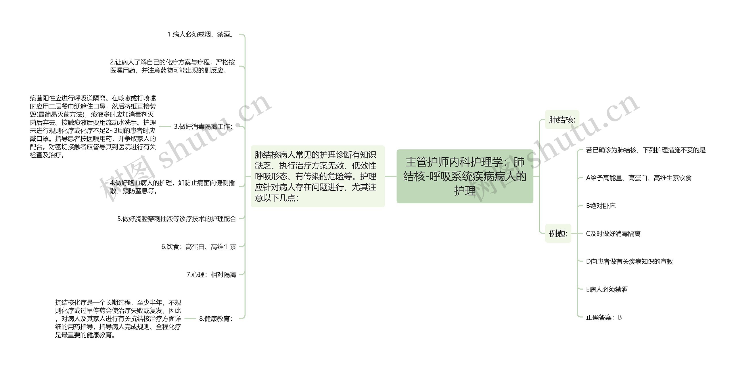 主管护师内科护理学：肺结核-呼吸系统疾病病人的护理思维导图