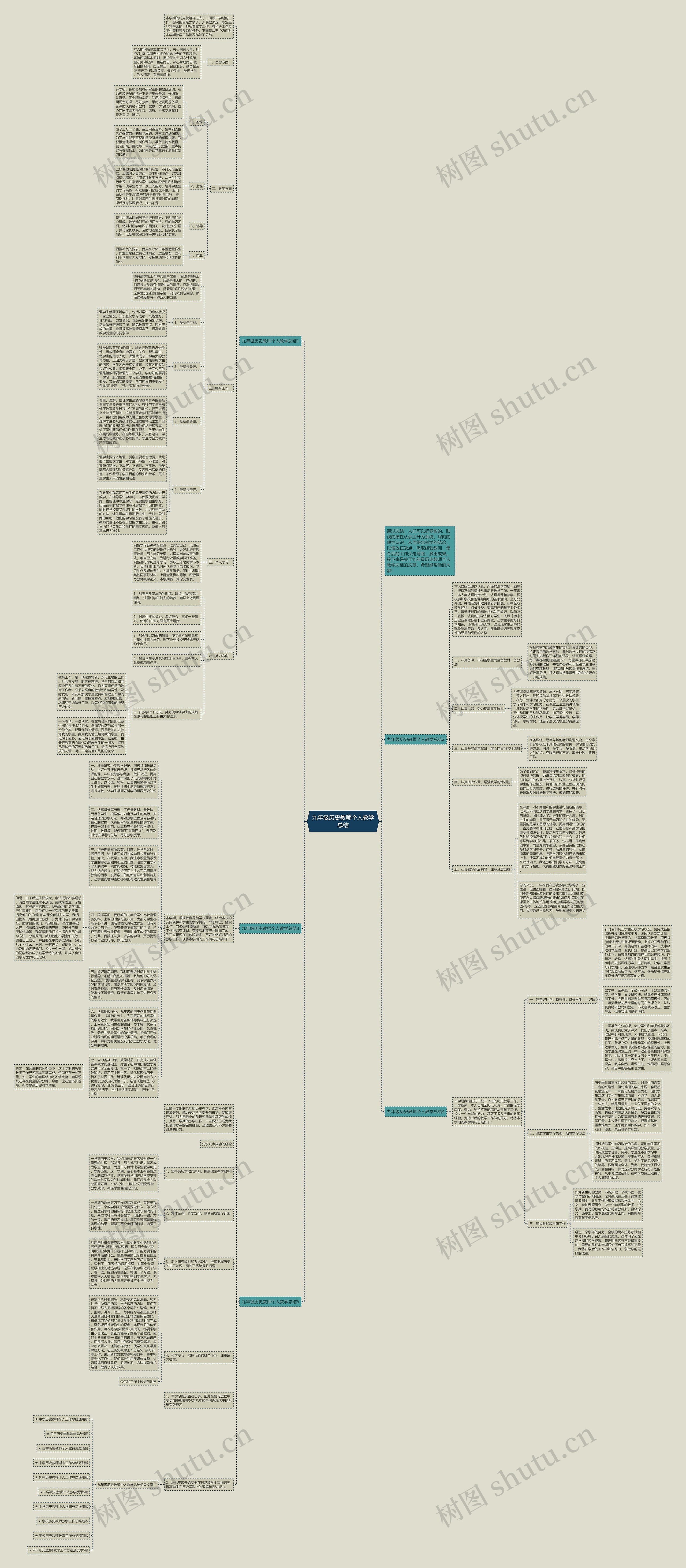 九年级历史教师个人教学总结思维导图