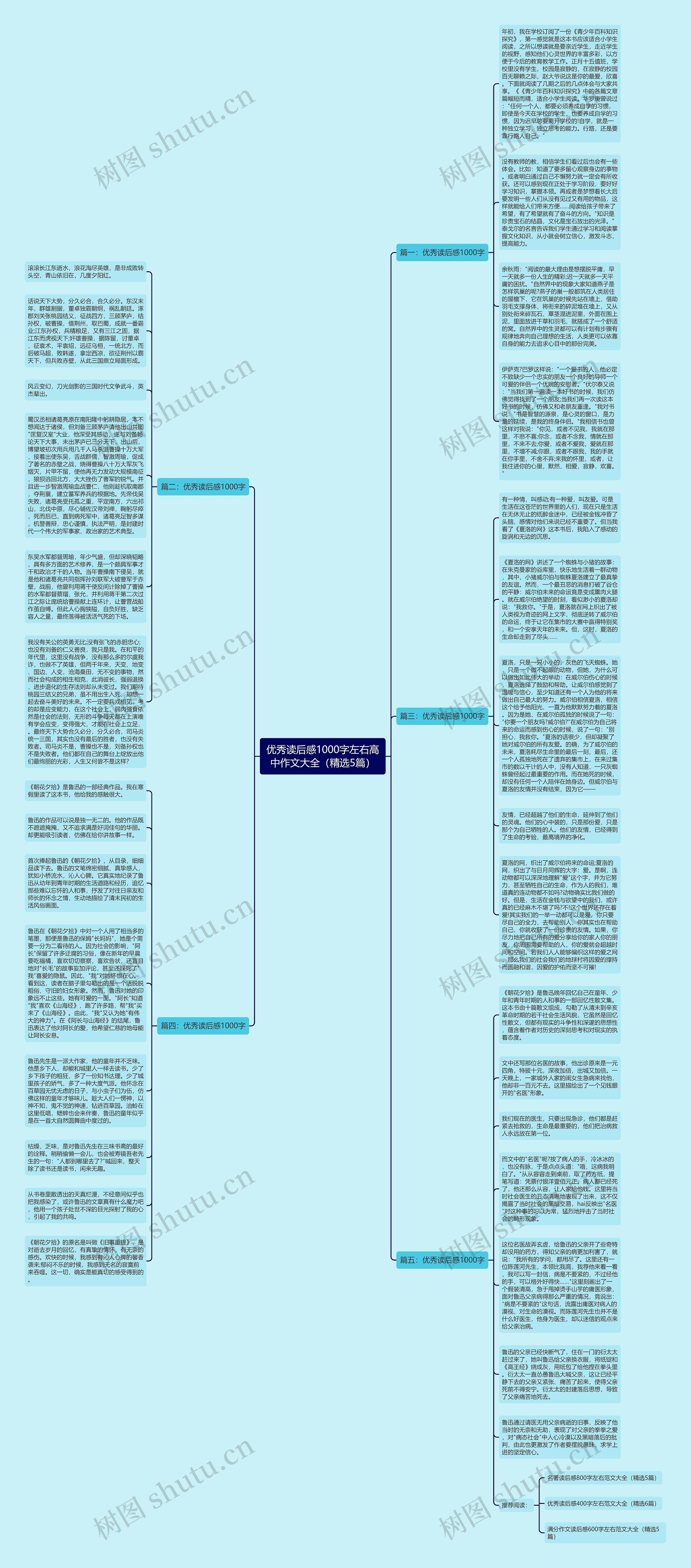优秀读后感1000字左右高中作文大全（精选5篇）思维导图