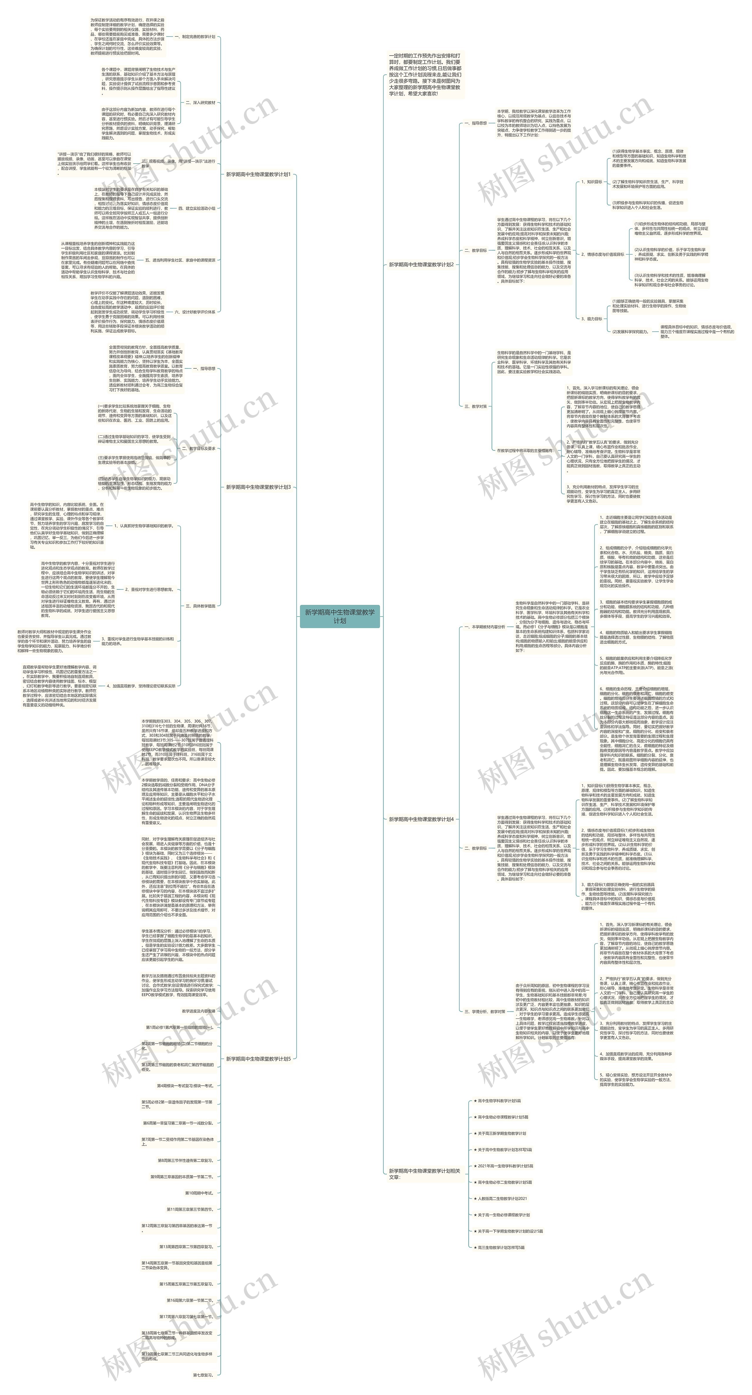 新学期高中生物课堂教学计划思维导图