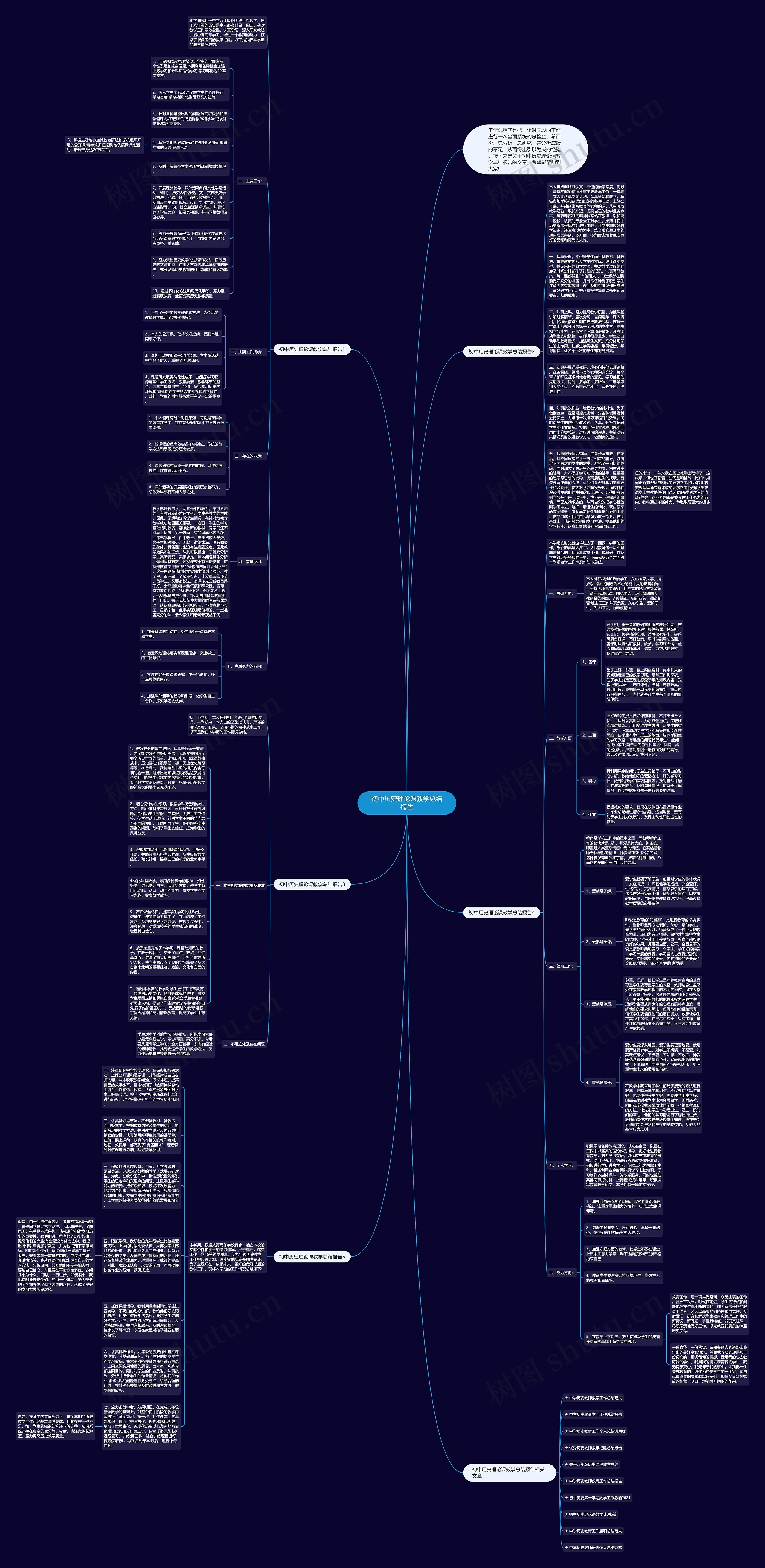 初中历史理论课教学总结报告思维导图