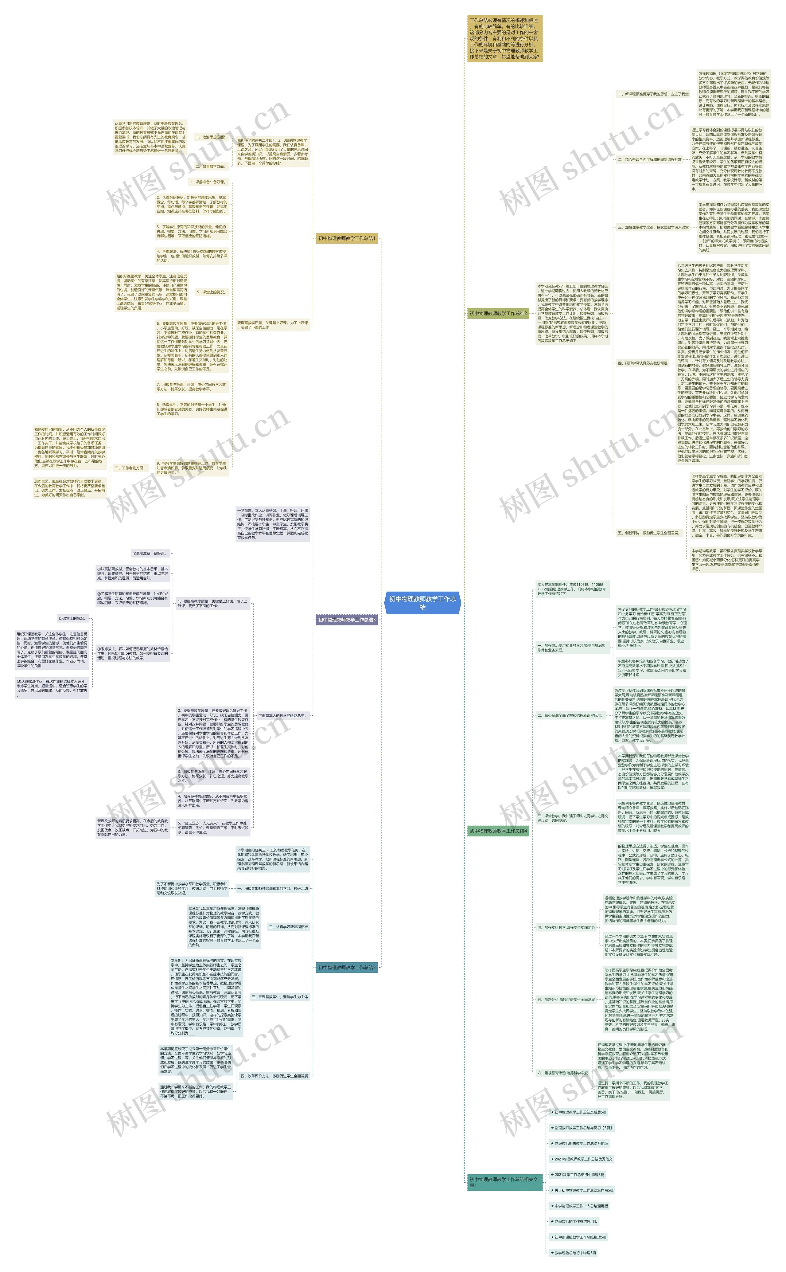 初中物理教师教学工作总结思维导图