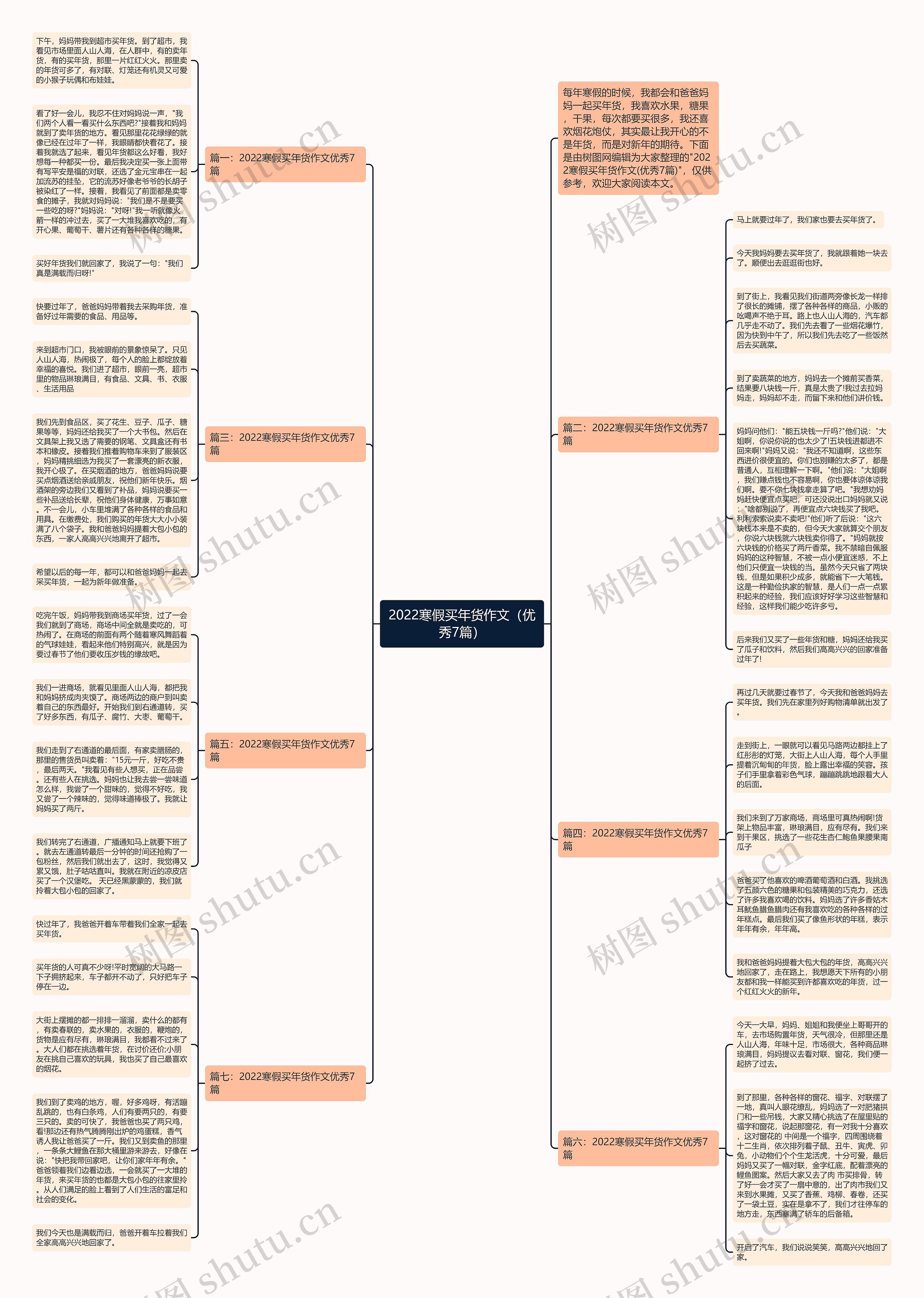 2022寒假买年货作文（优秀7篇）思维导图