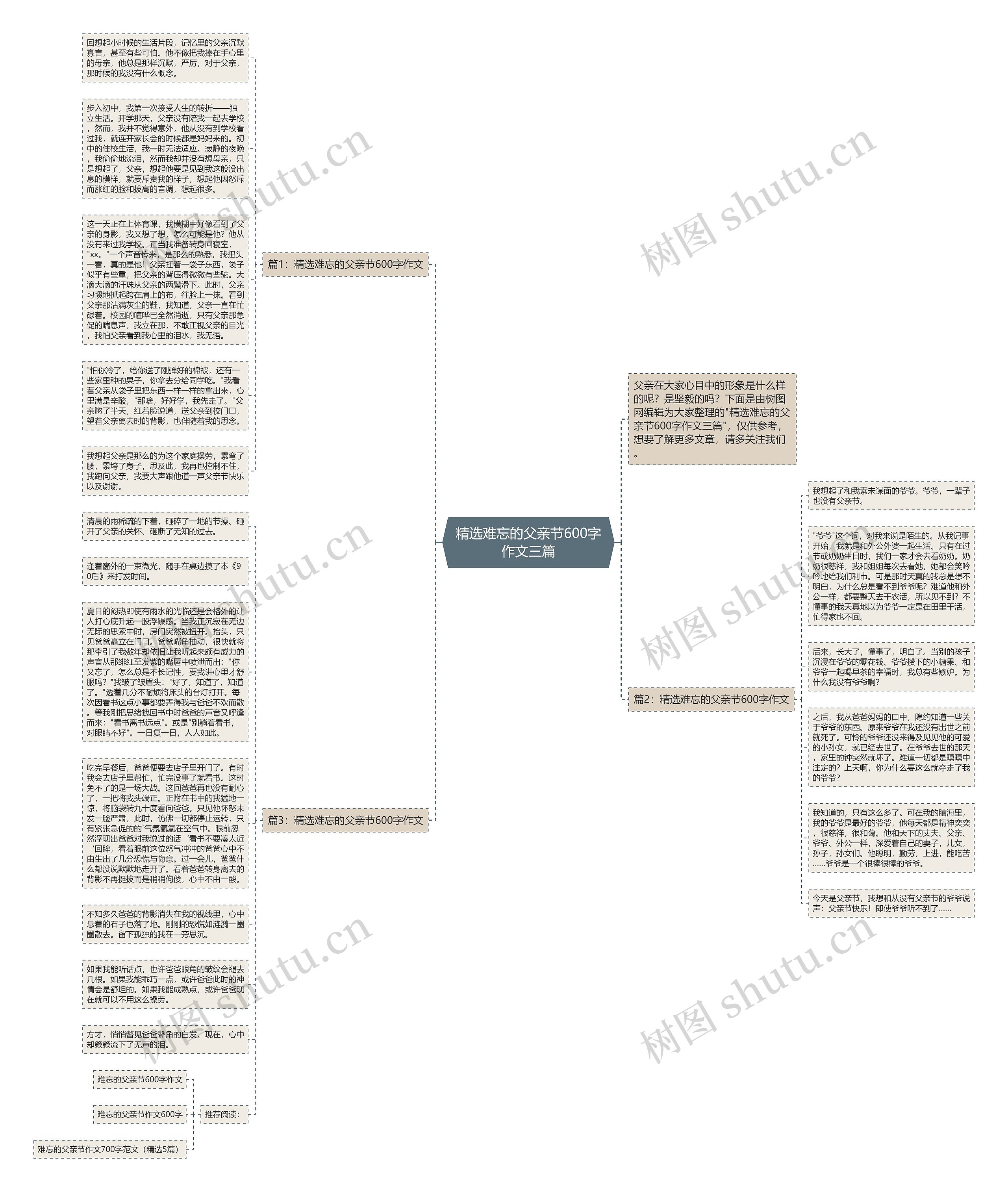 精选难忘的父亲节600字作文三篇思维导图