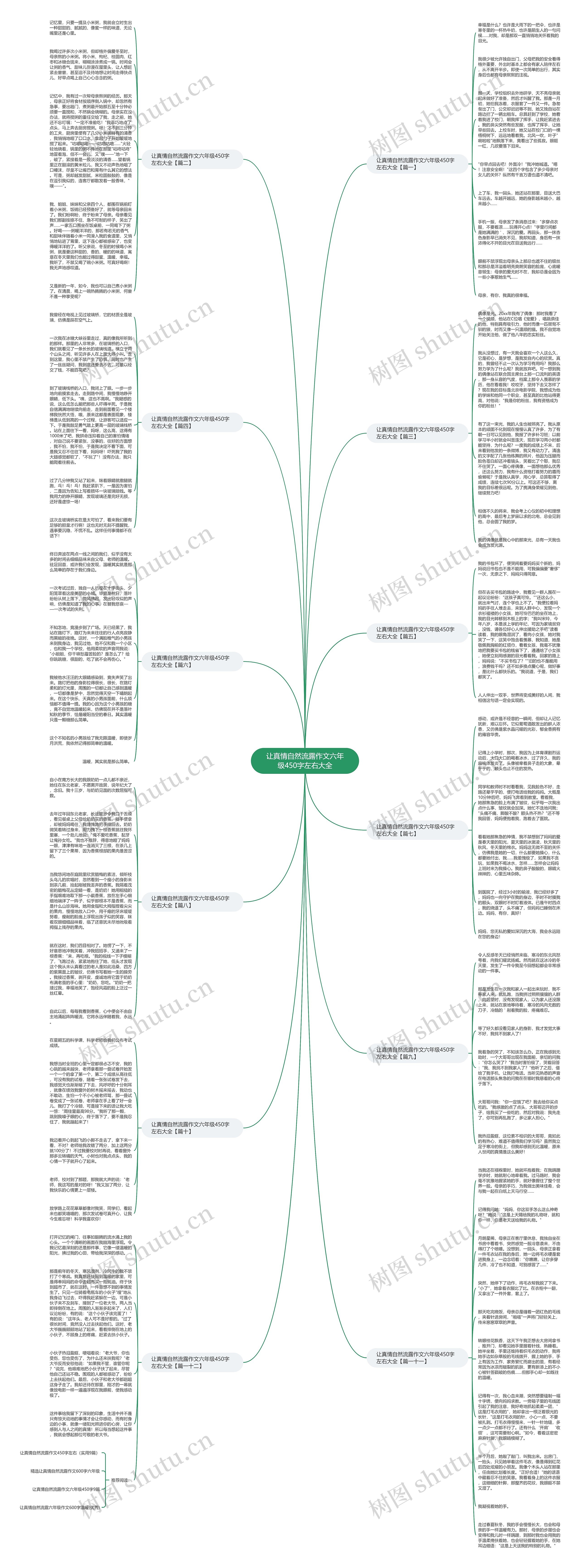 让真情自然流露作文六年级450字左右大全思维导图