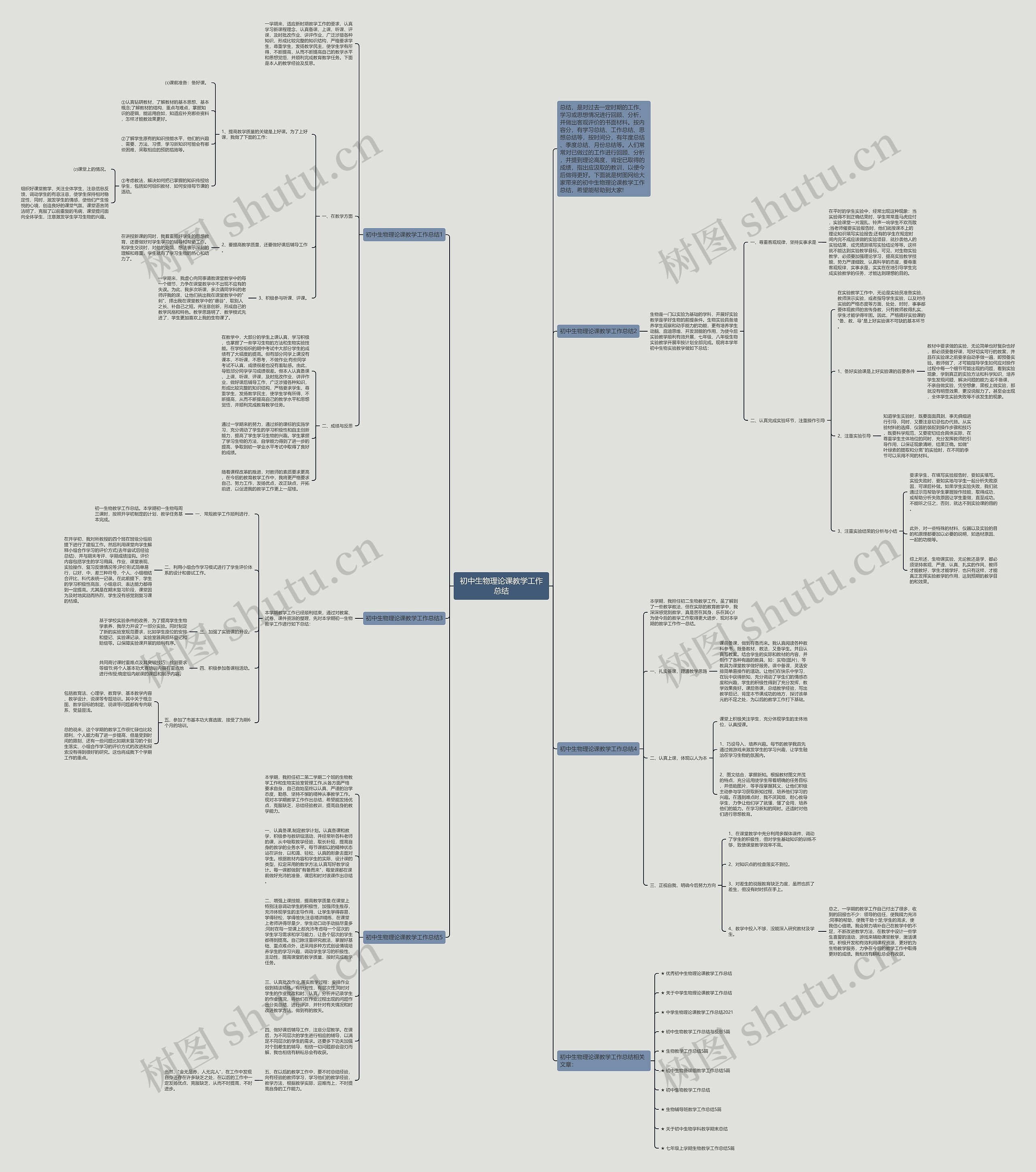 初中生物理论课教学工作总结思维导图