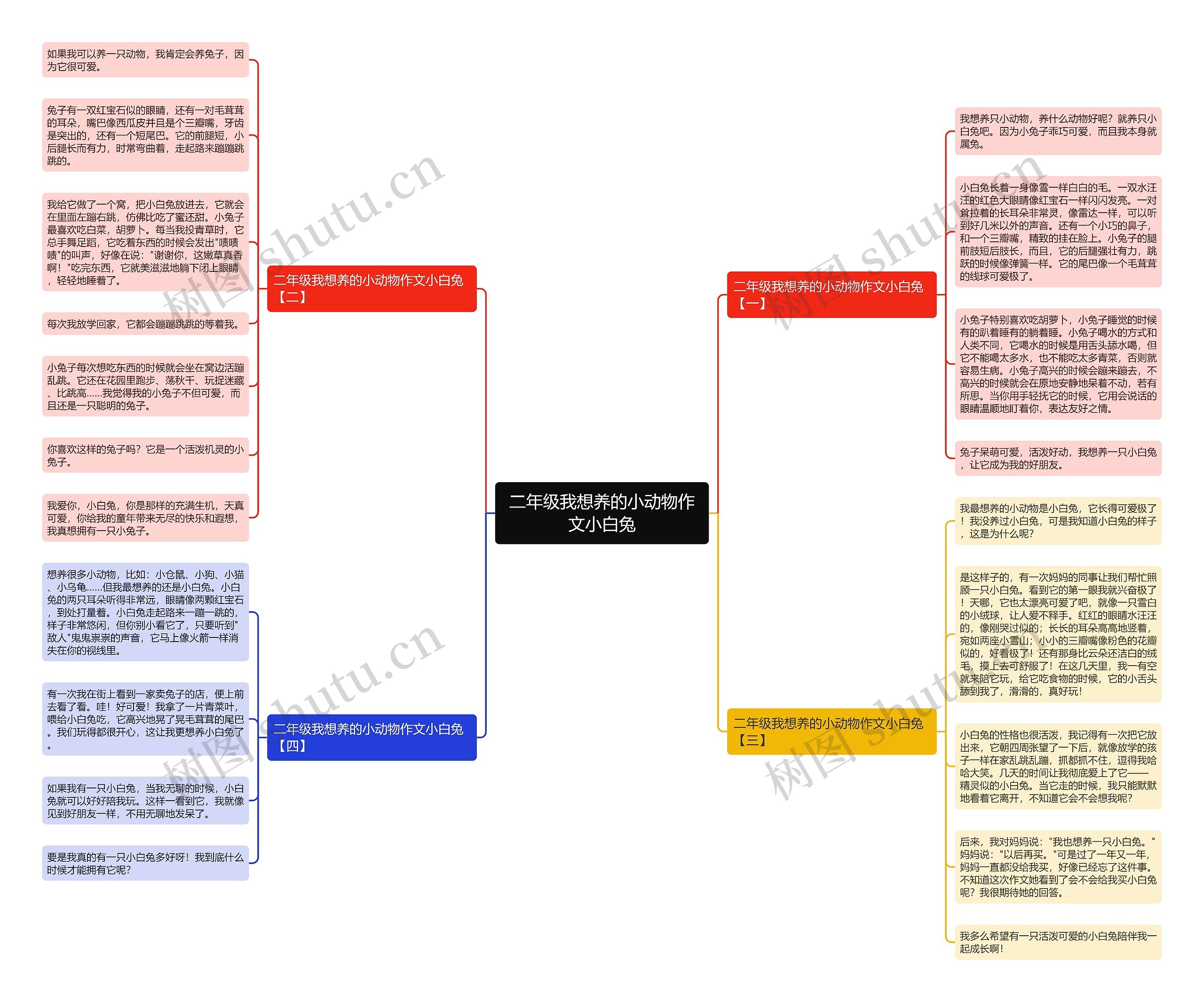 二年级我想养的小动物作文小白兔思维导图