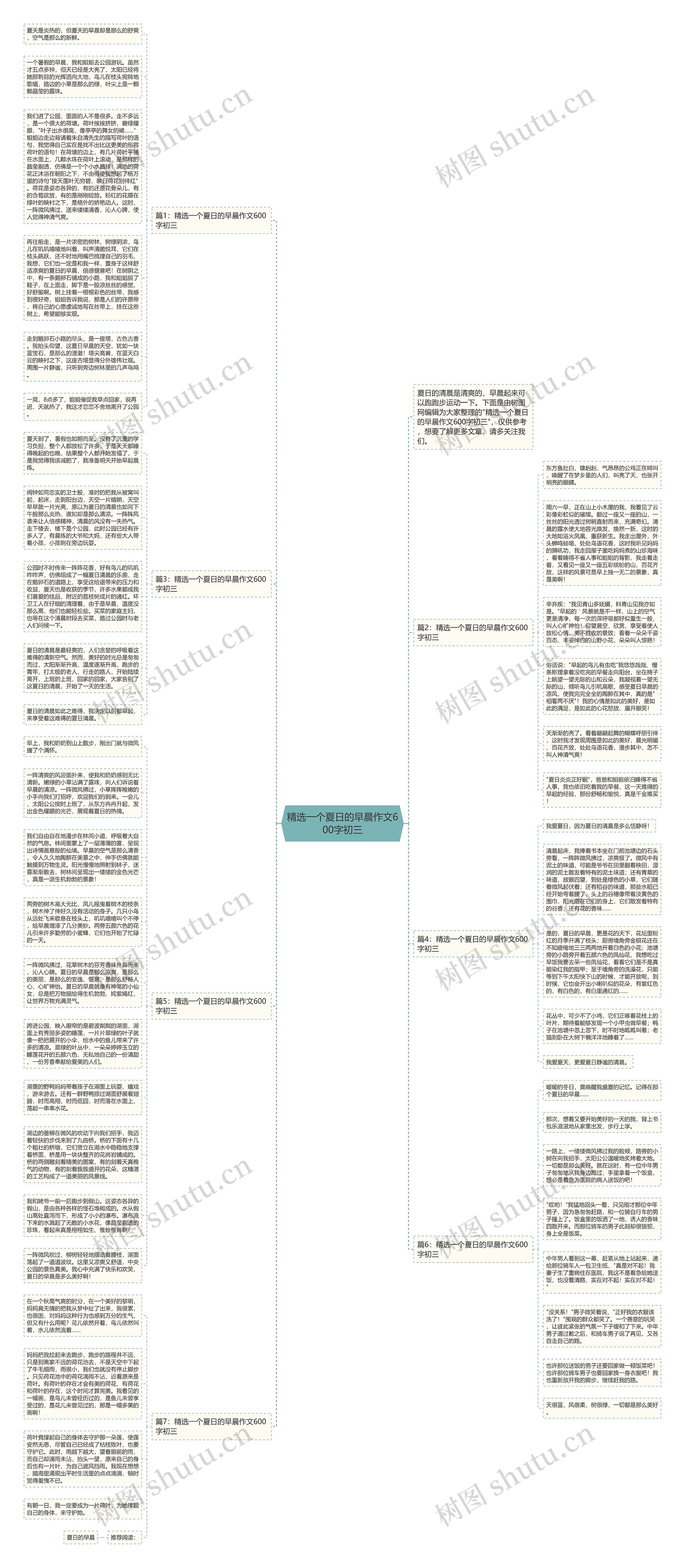 精选一个夏日的早晨作文600字初三思维导图