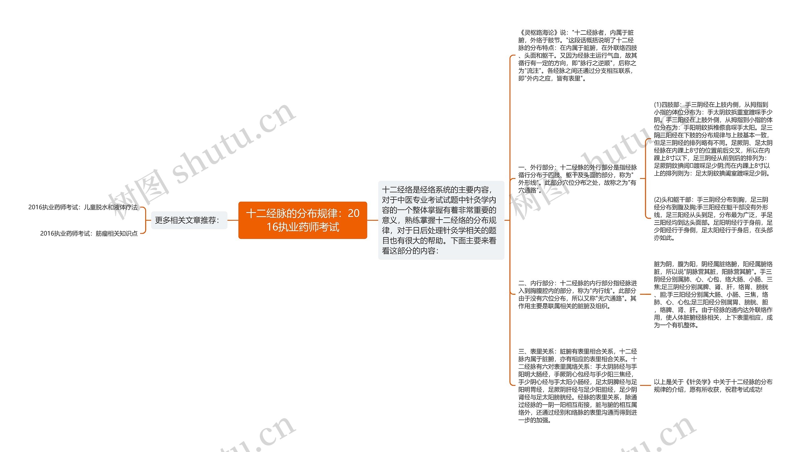 十二经脉的分布规律：2016执业药师考试思维导图