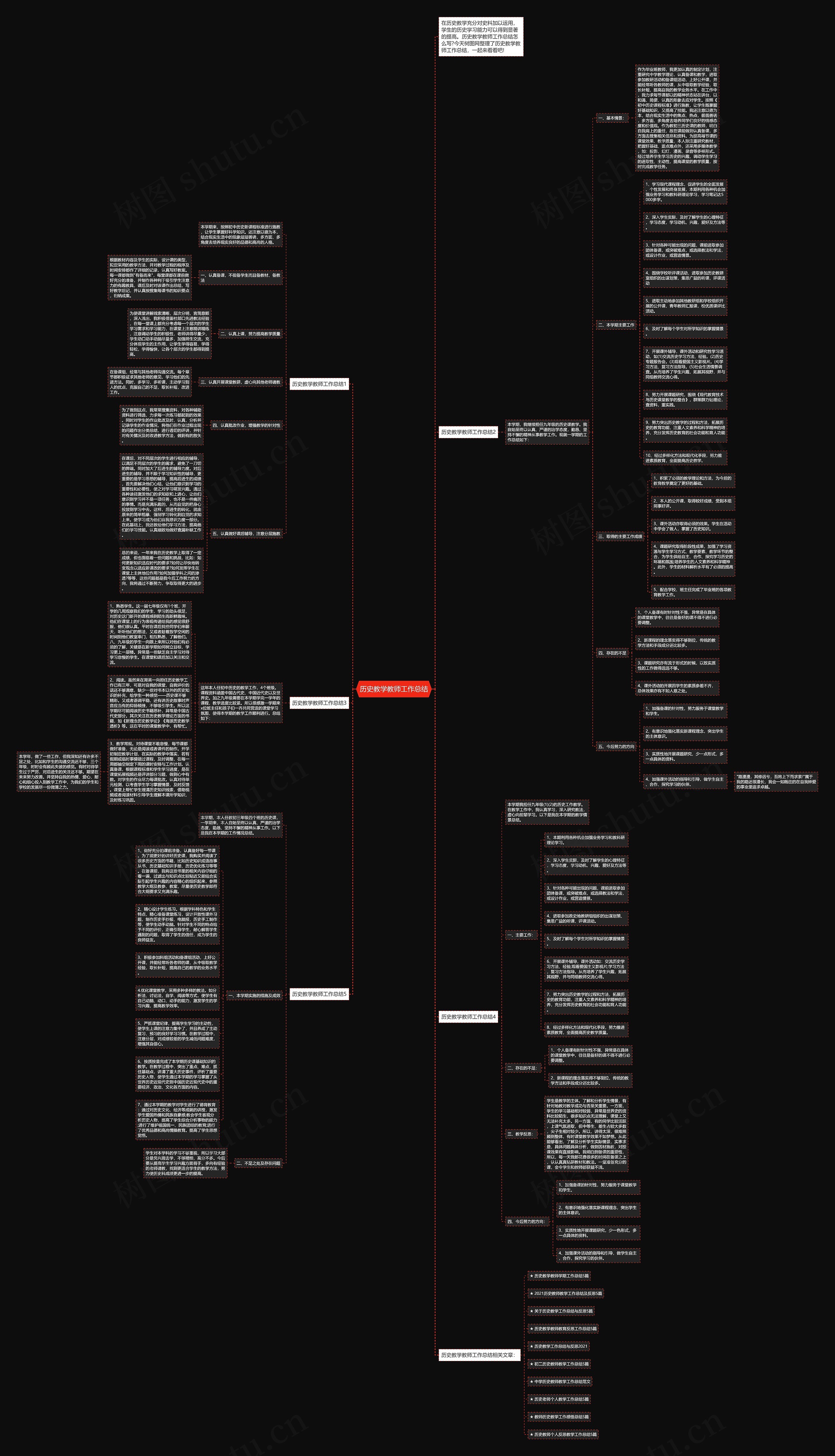 历史教学教师工作总结思维导图