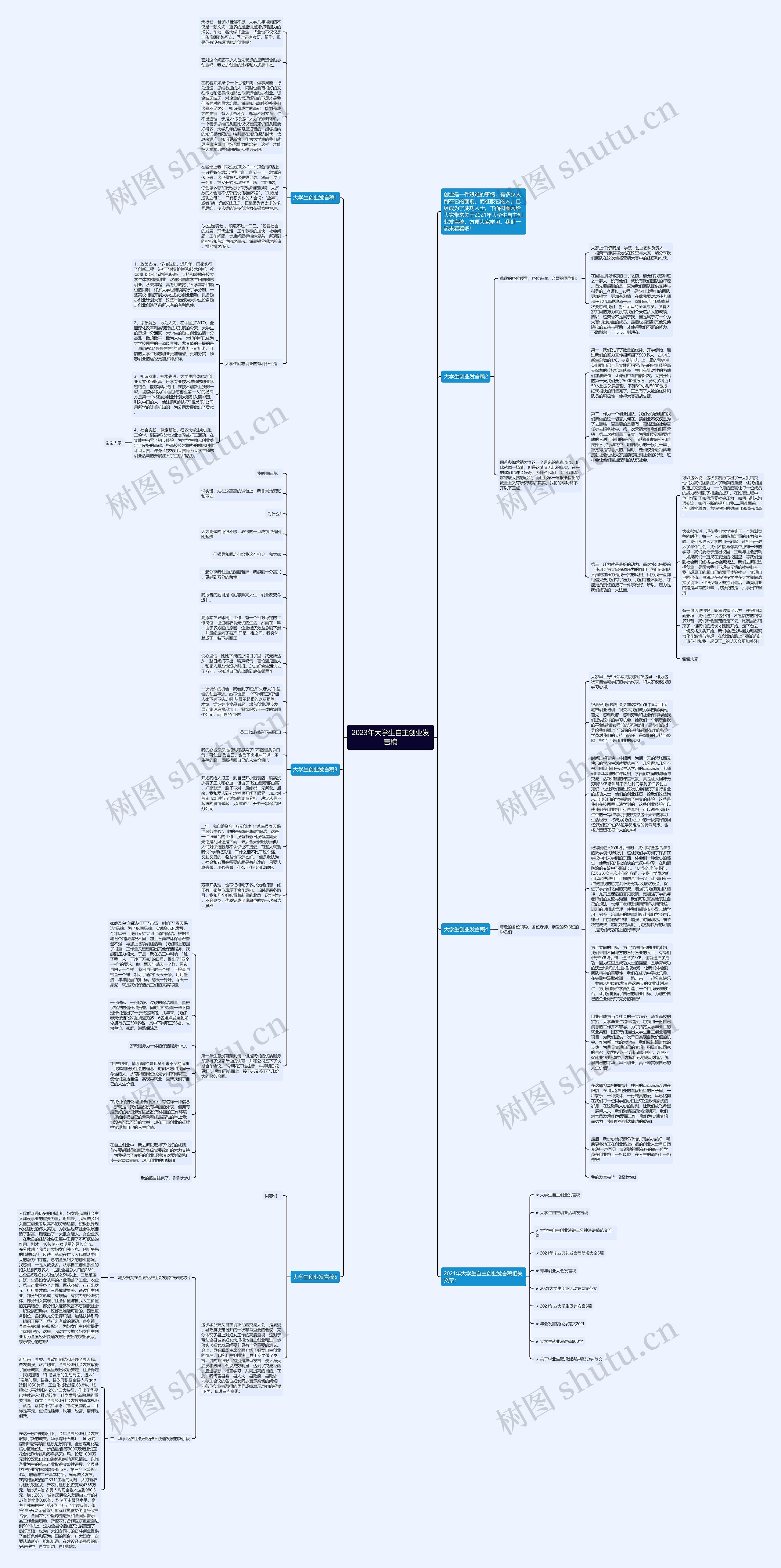 2023年大学生自主创业发言稿思维导图