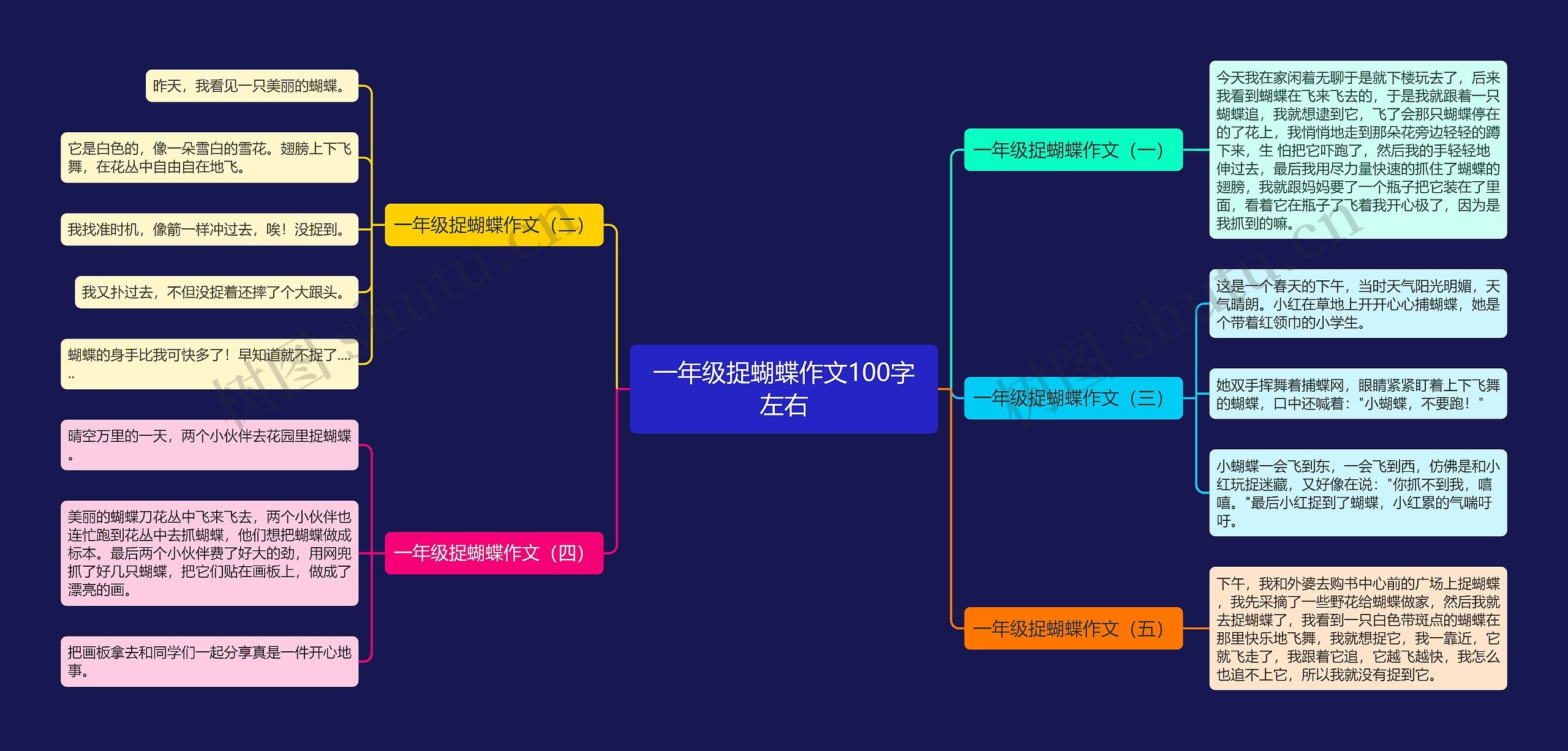 一年级捉蝴蝶作文100字左右思维导图