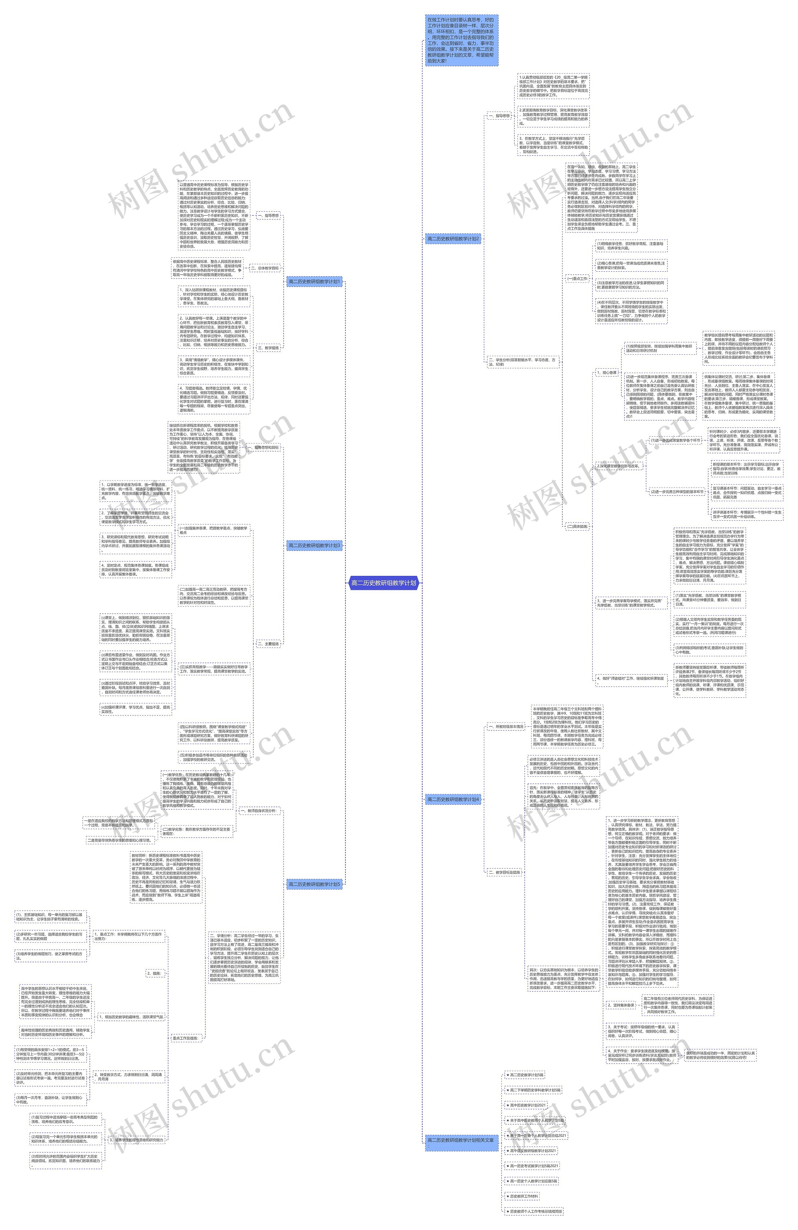 高二历史教研组教学计划思维导图