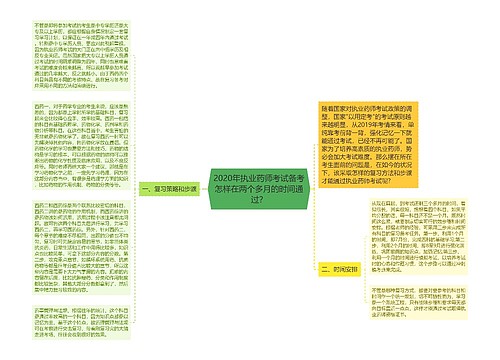 2020年执业药师考试备考怎样在两个多月的时间通过？