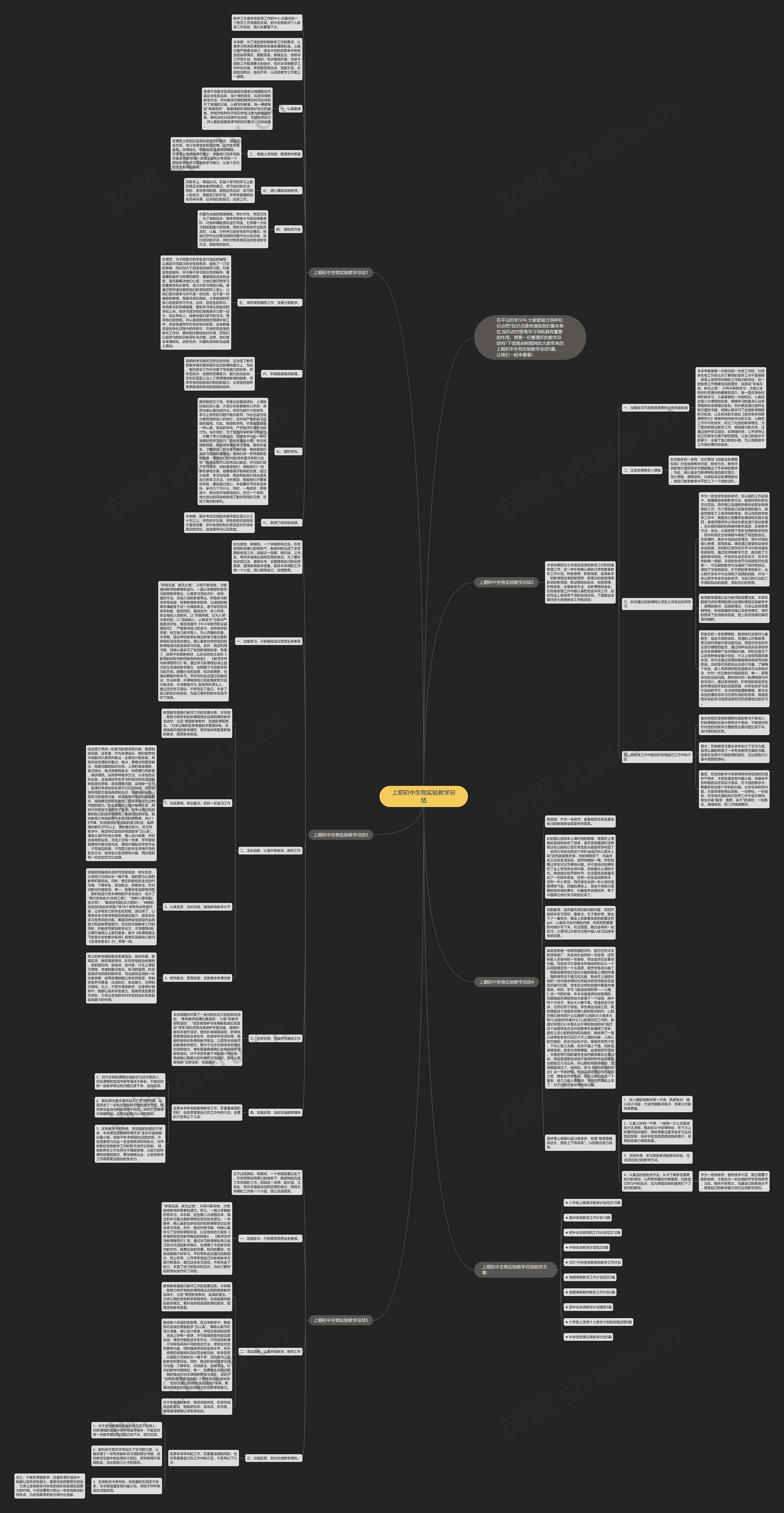 上期初中生物实验教学总结思维导图
