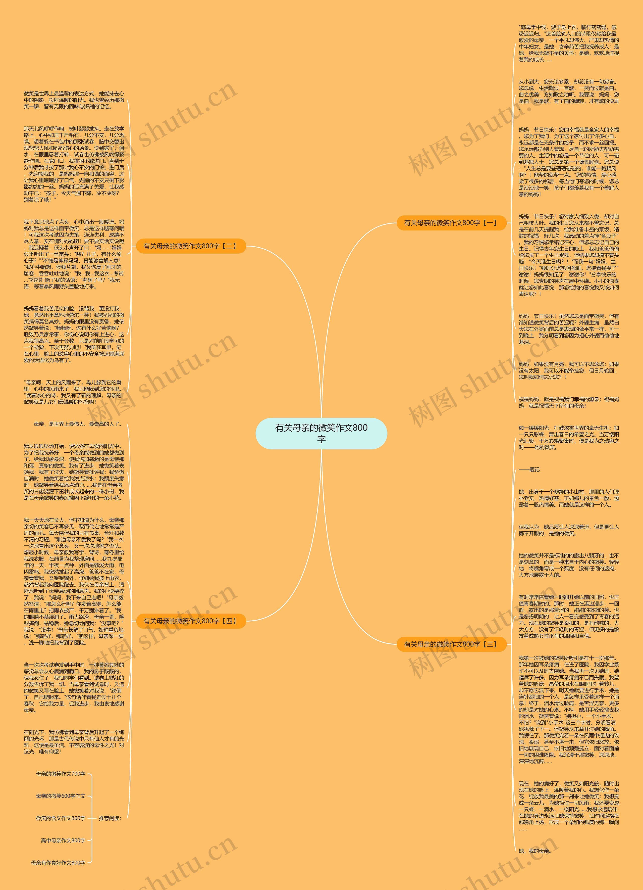 有关母亲的微笑作文800字思维导图