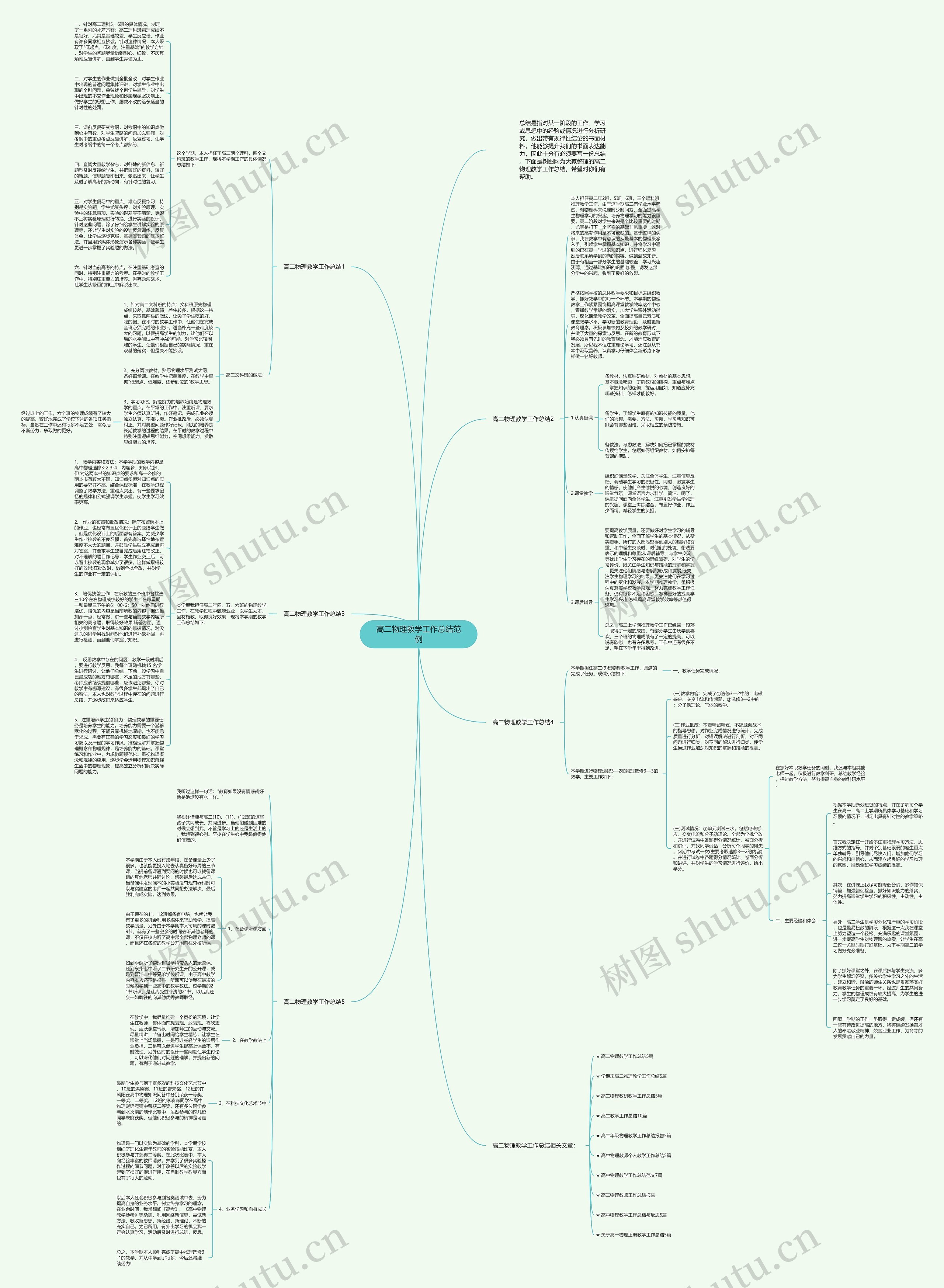 高二物理教学工作总结范例思维导图