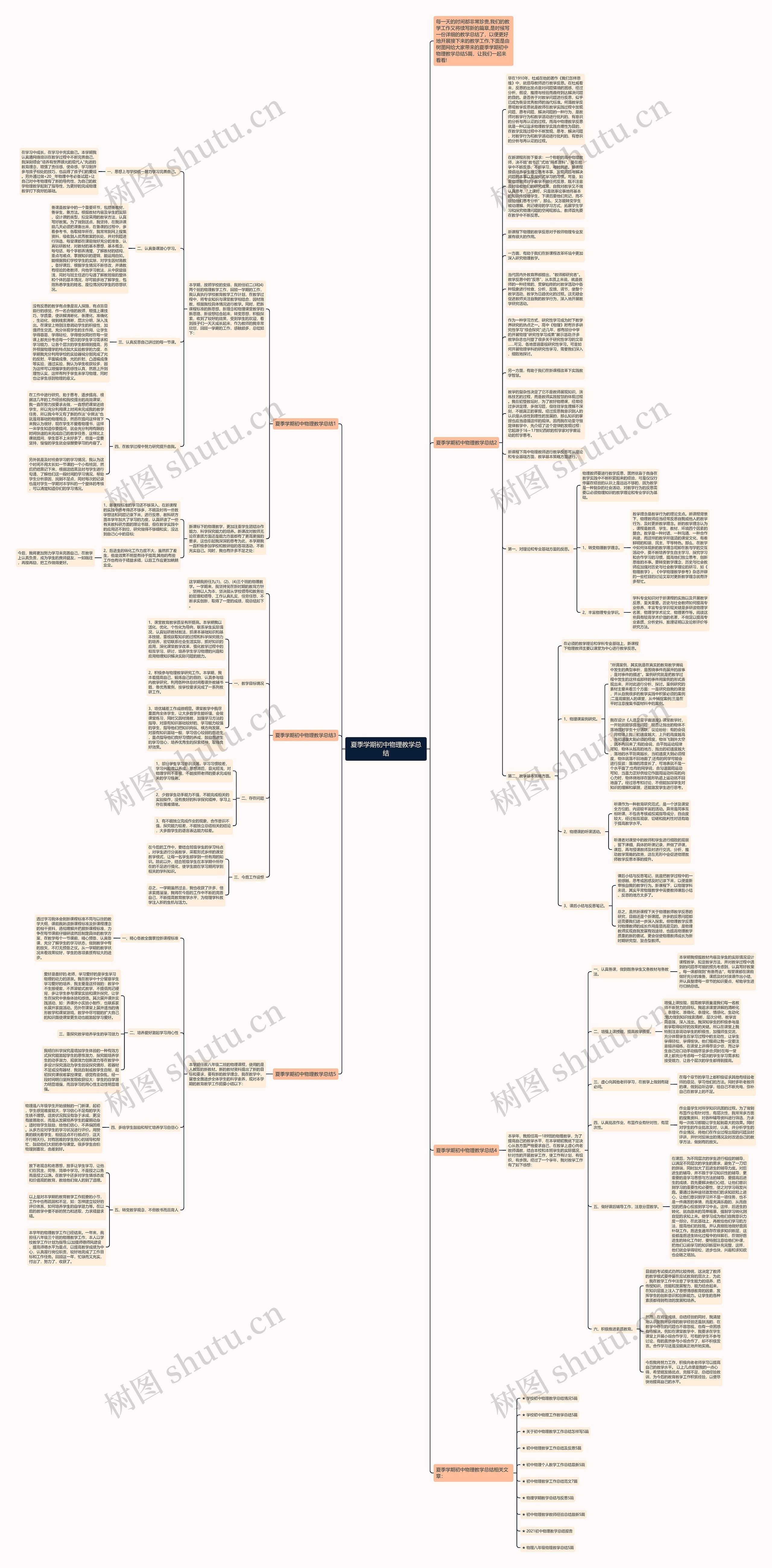 夏季学期初中物理教学总结思维导图