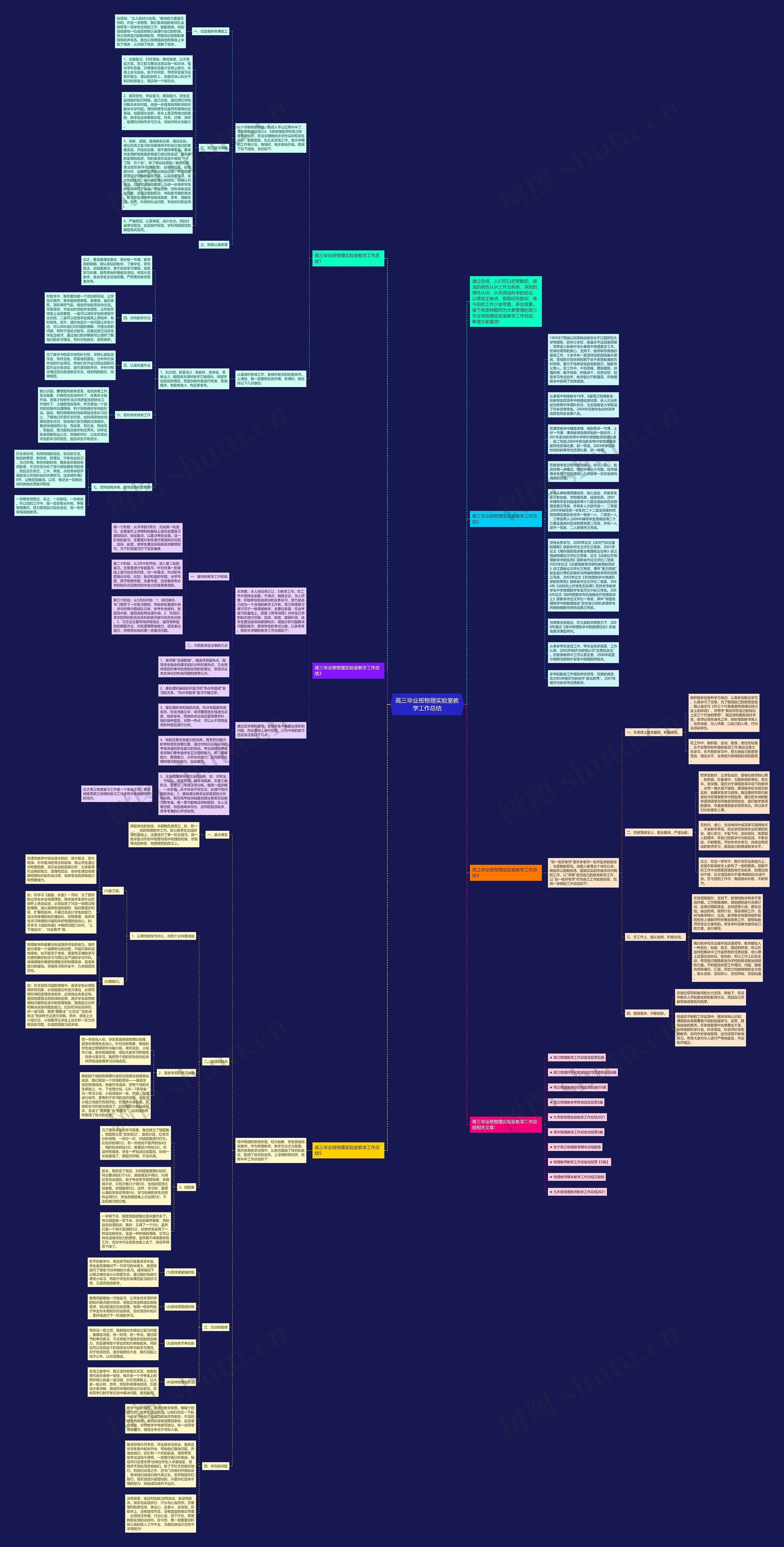 高三毕业班物理实验室教学工作总结思维导图