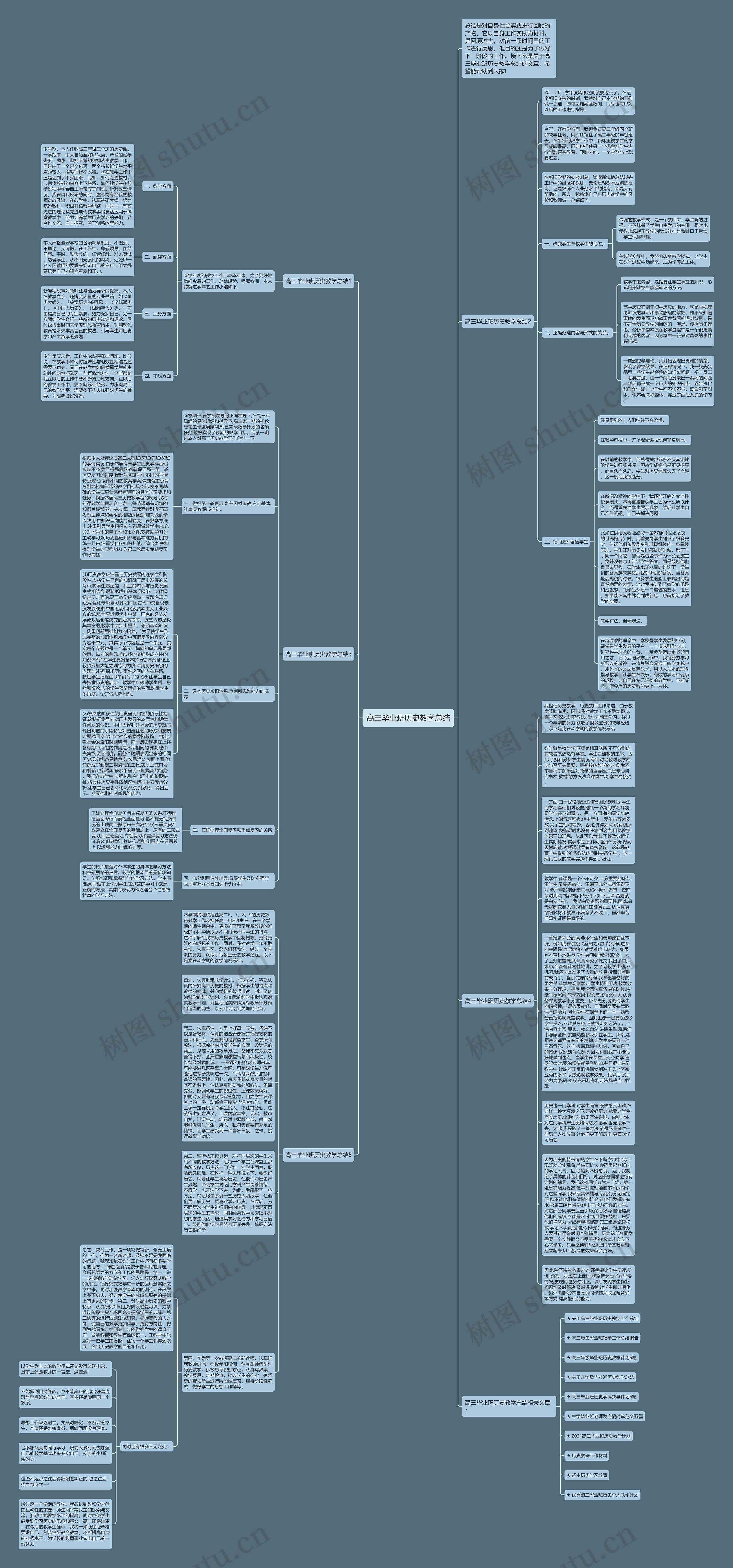高三毕业班历史教学总结思维导图