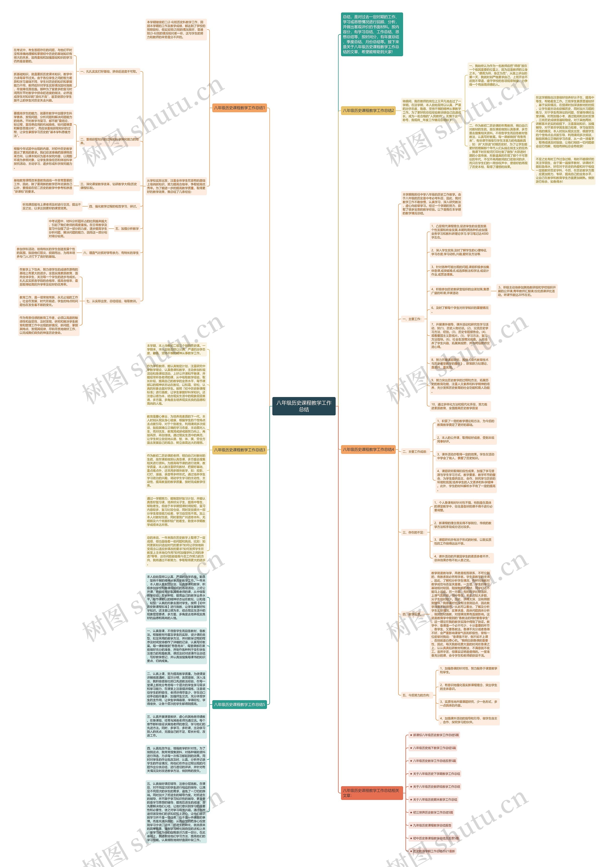 八年级历史课程教学工作总结思维导图