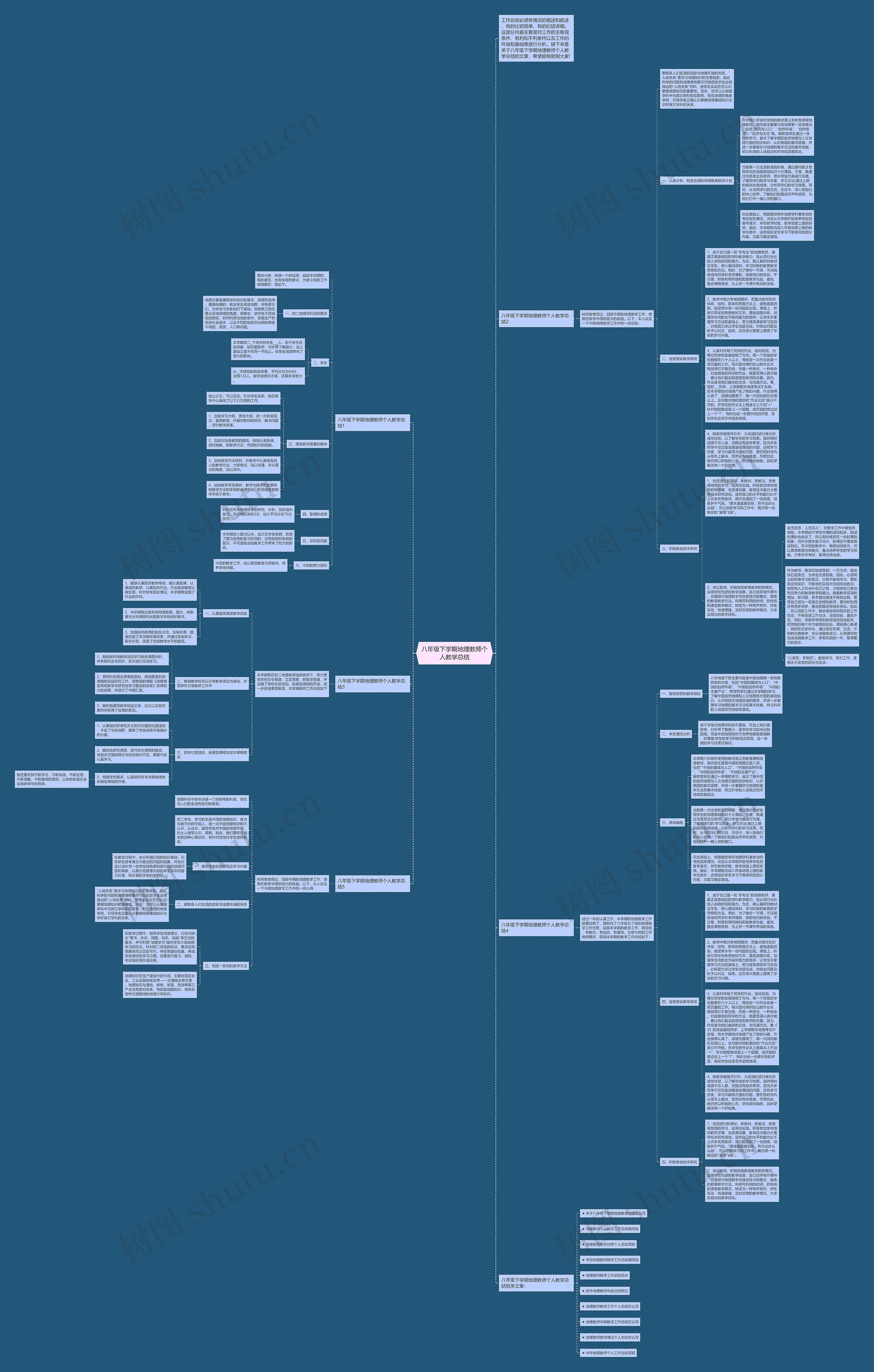 八年级下学期地理教师个人教学总结思维导图