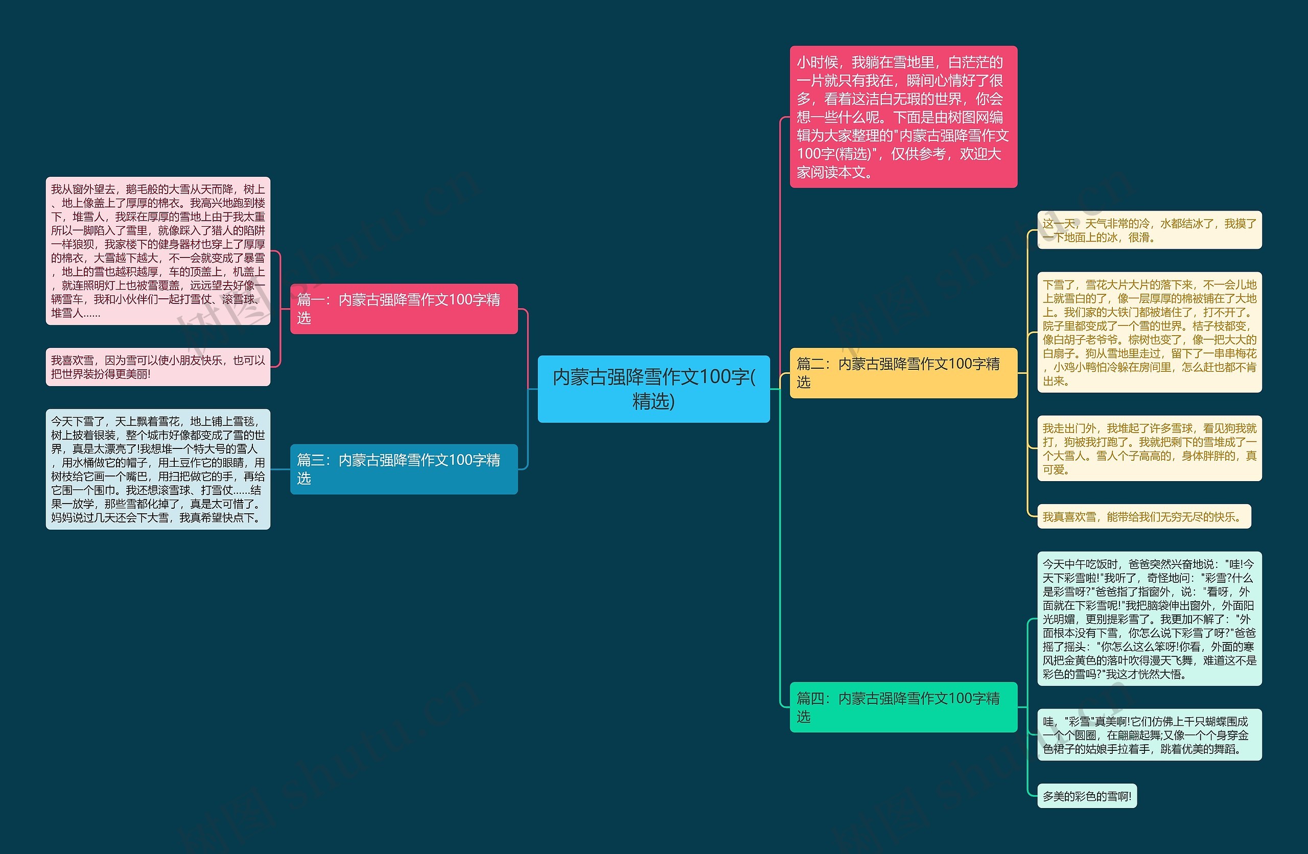 内蒙古强降雪作文100字(精选)思维导图