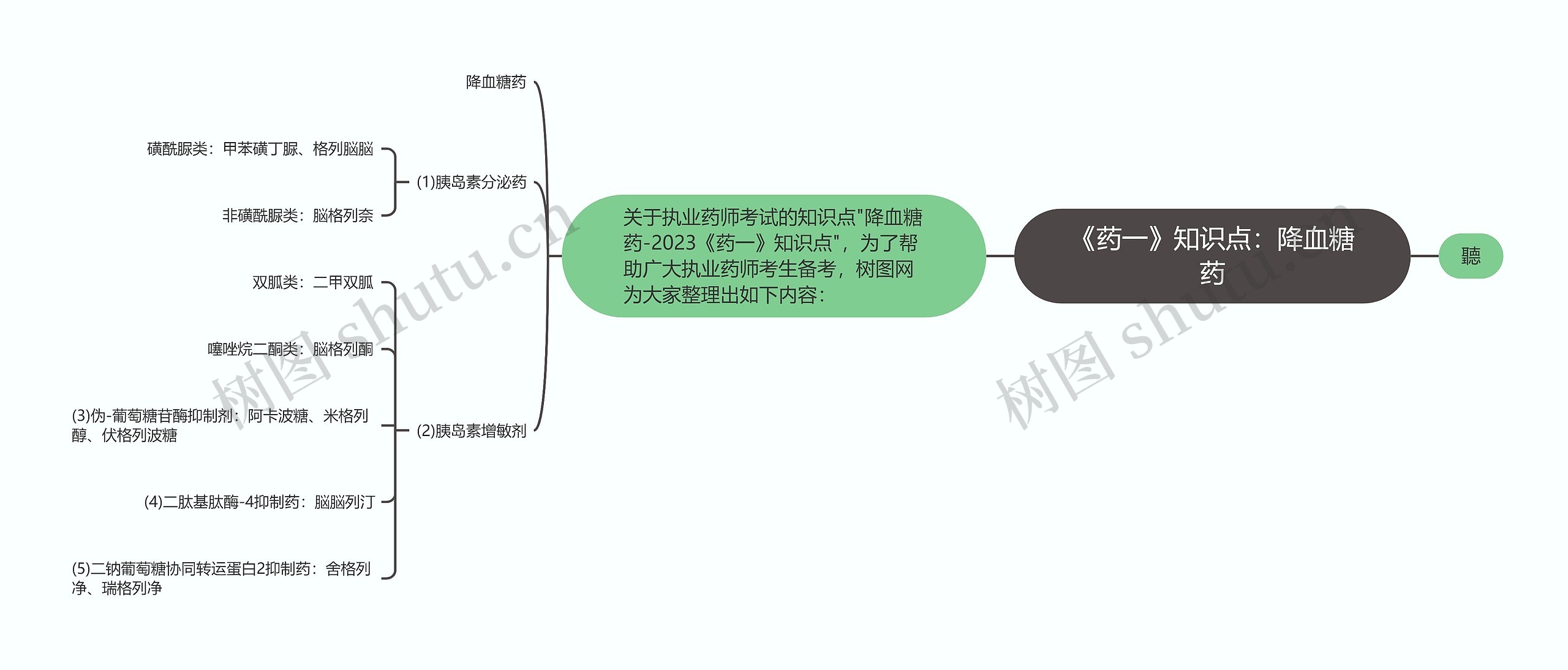 《药一》知识点：降血糖药思维导图