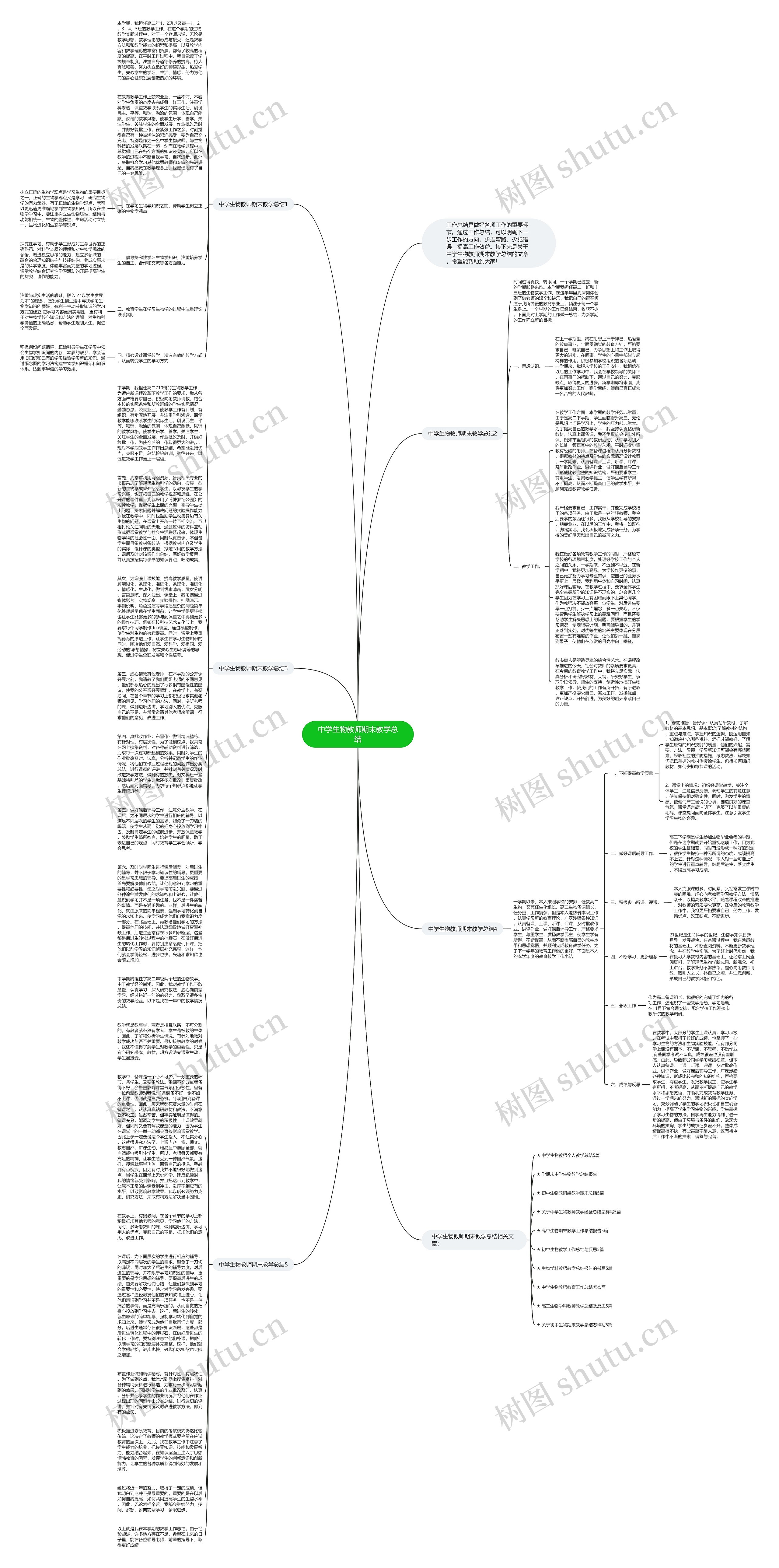 中学生物教师期末教学总结思维导图