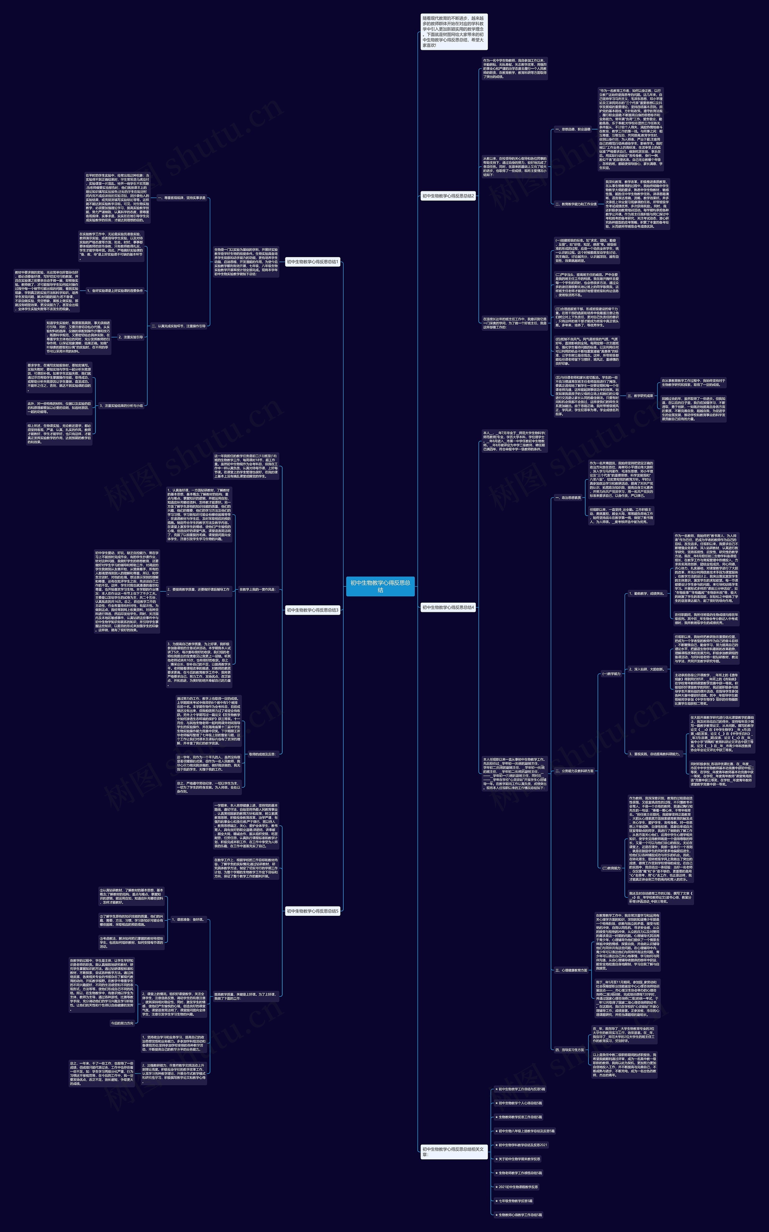 初中生物教学心得反思总结思维导图
