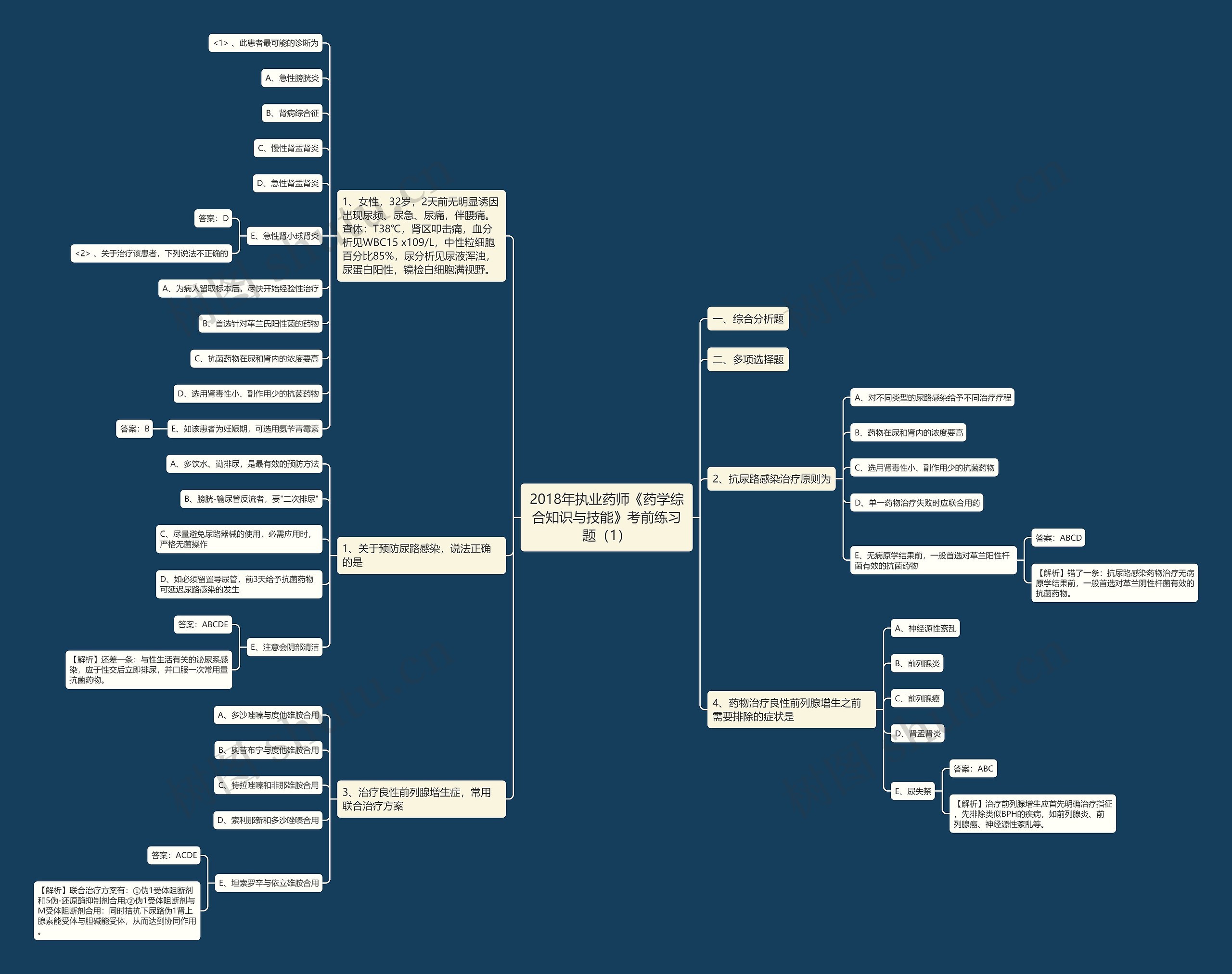 2018年执业药师《药学综合知识与技能》考前练习题（1）思维导图