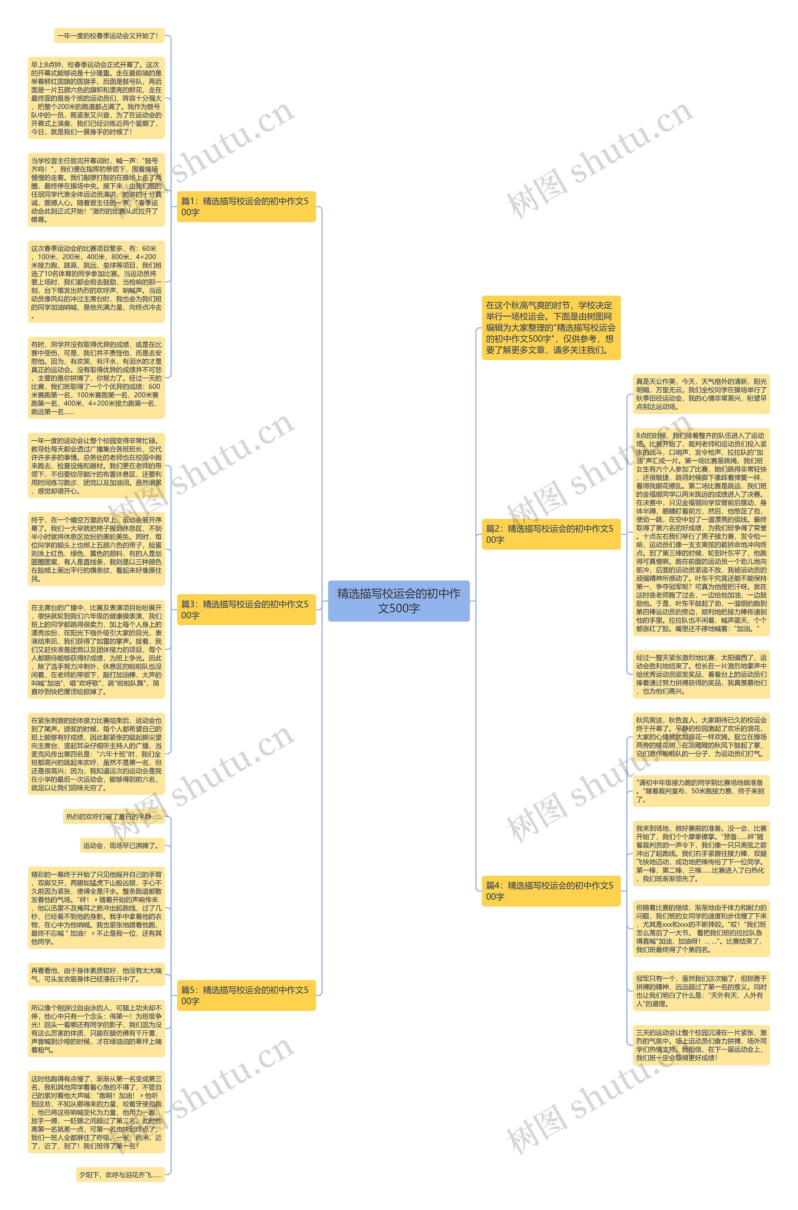精选描写校运会的初中作文500字思维导图