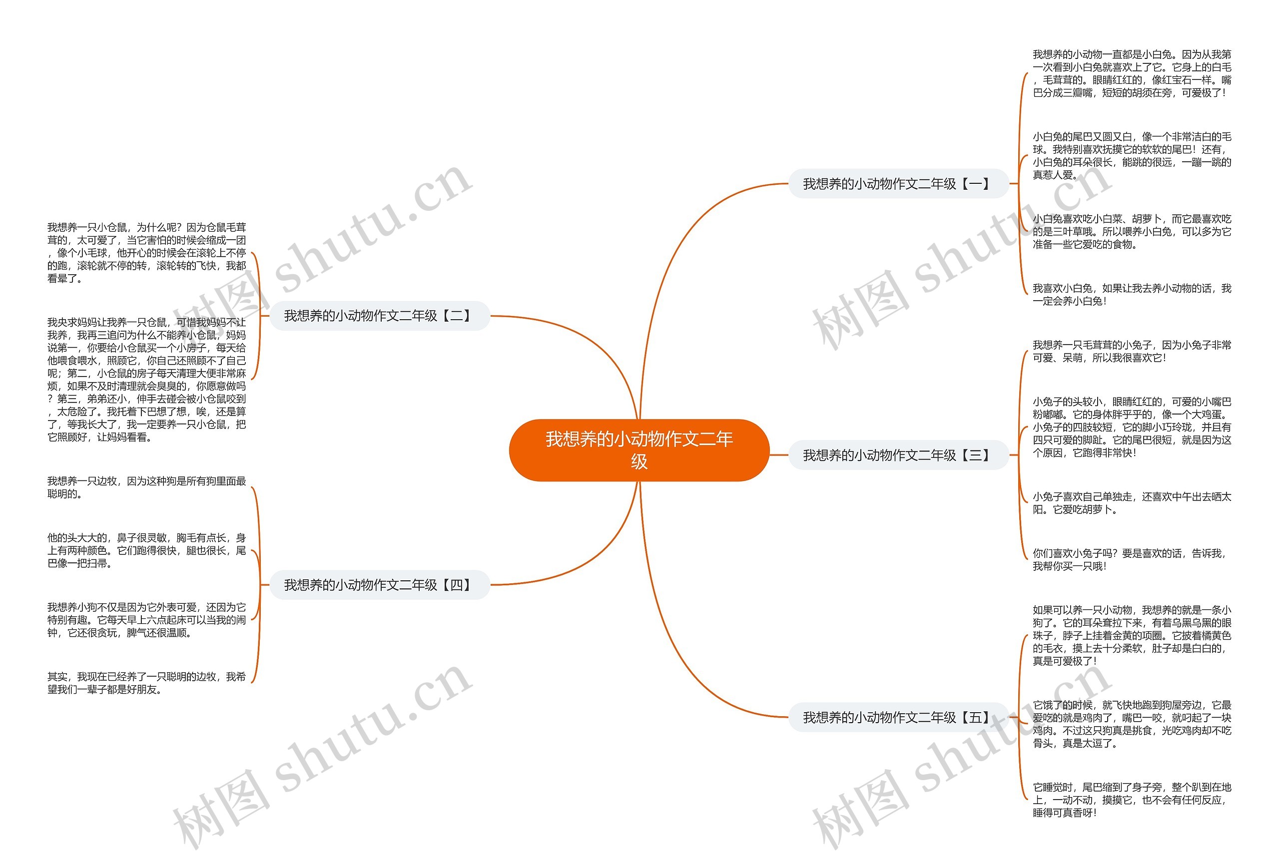 我想养的小动物作文二年级思维导图