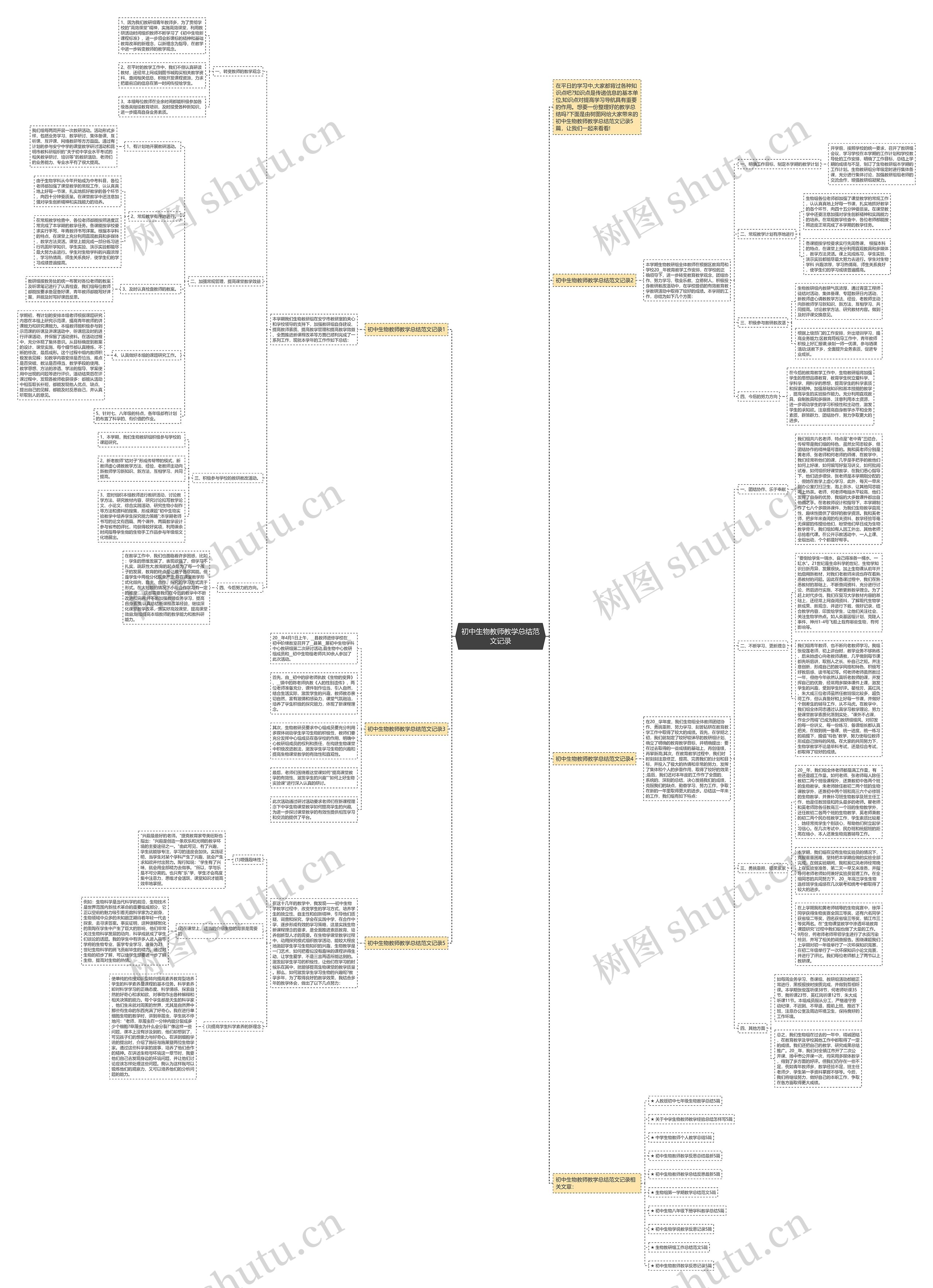 初中生物教师教学总结范文记录思维导图